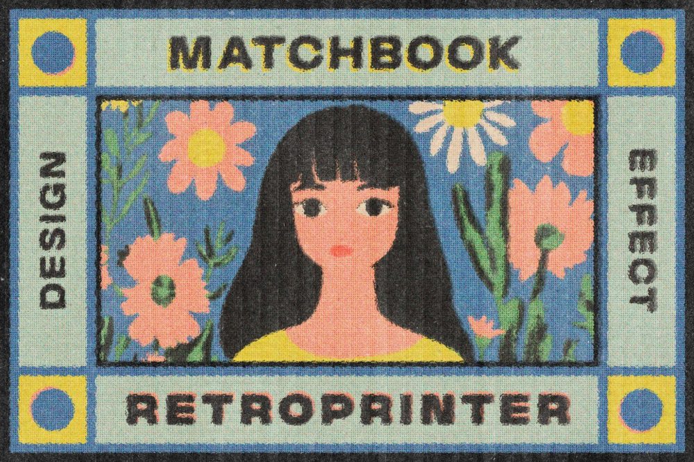 复古卡通漫画riso打印复印照片效果ps特效滤镜样机 Matchbook Retro Printer Effect插图