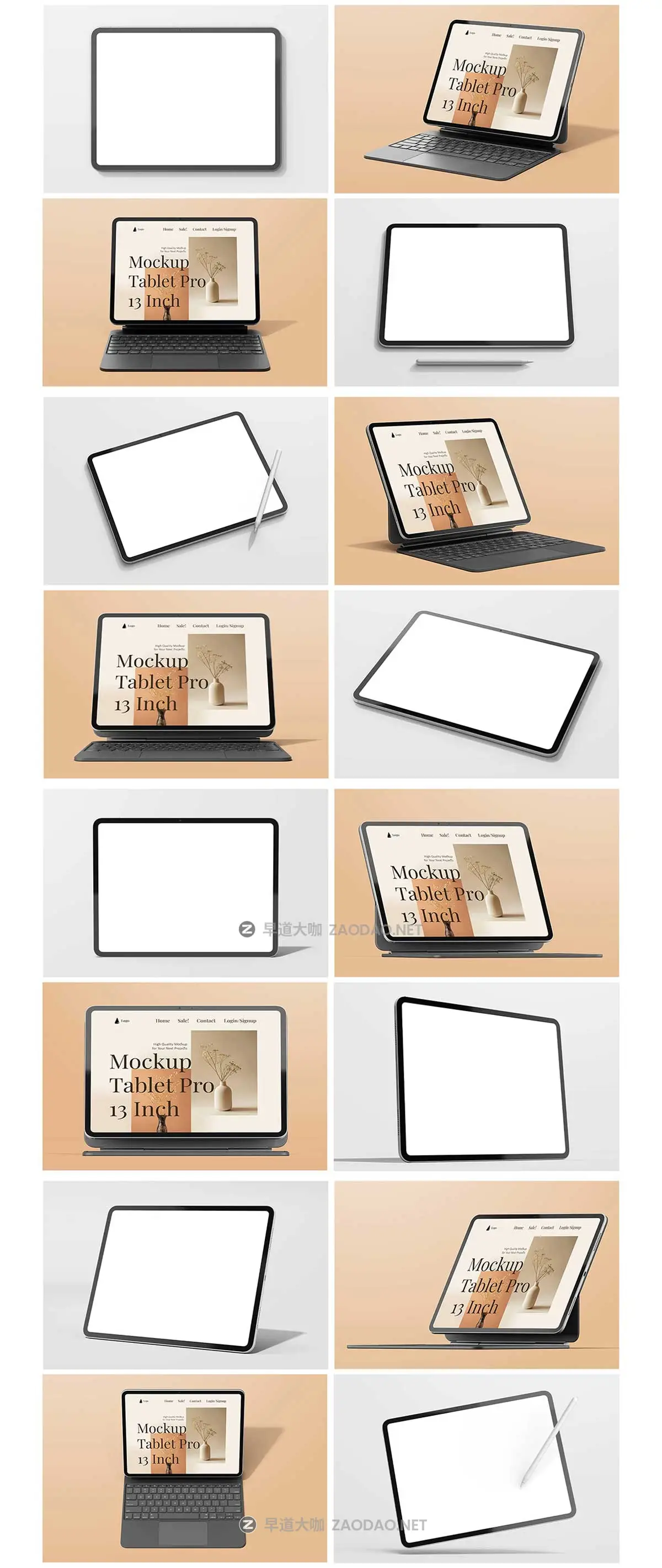 14款Ins风带键盘苹果iPad Pro M4平板电脑UI界面设计PS贴图样机模板 iPad Pro M4 13 Inch Display + Keyboard Pack插图7 14款Ins风带键盘苹果iPad Pro M4平板电脑UI界面设计PS贴图样机模板 iPad Pro M4 13 Inch Display + Keyboard Pack插图7