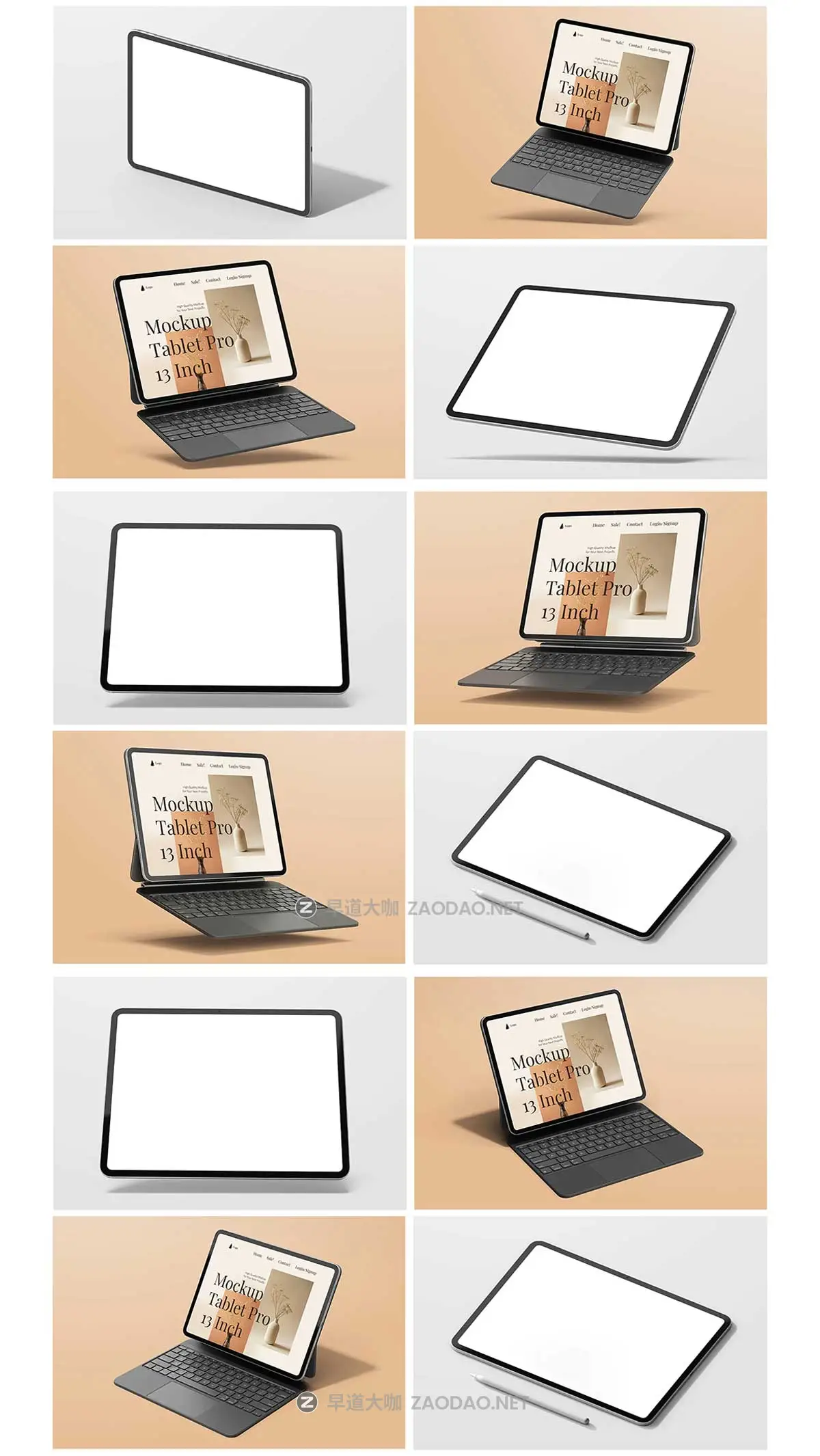 14款Ins风带键盘苹果iPad Pro M4平板电脑UI界面设计PS贴图样机模板 iPad Pro M4 13 Inch Display + Keyboard Pack插图6 14款Ins风带键盘苹果iPad Pro M4平板电脑UI界面设计PS贴图样机模板 iPad Pro M4 13 Inch Display + Keyboard Pack插图6