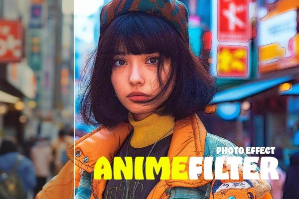 日本街头动漫风格照片效果ps特效滤镜样机 Anime Filter Photo Effect