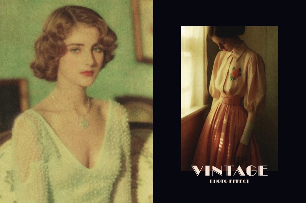 复古做旧老式照片效果ps特效滤镜样机 Vintage Photocard Effect插图