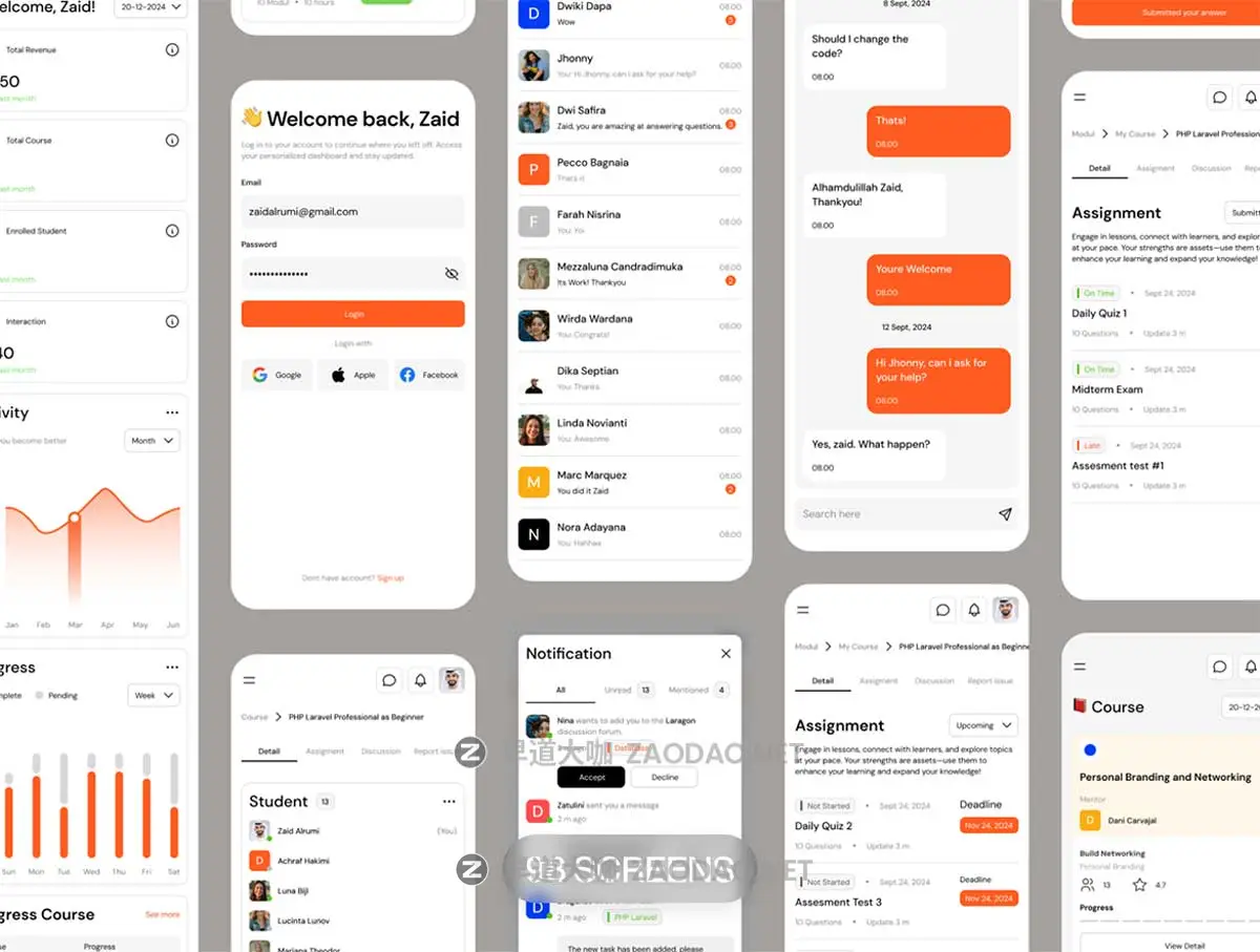 110+屏双配色学习教育数据统计看板仪表盘界面WEB UI设计Figma模板套件 Learniv – Learning Management System Dashboard UI KIT插图5 110+屏双配色学习教育数据统计看板仪表盘界面WEB UI设计Figma模板套件 Learniv – Learning Management System Dashboard UI KIT插图5