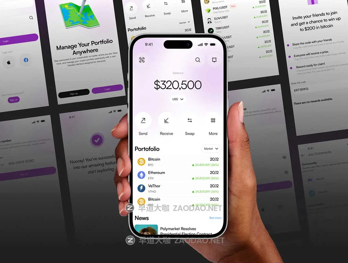 60+屏金融理财财务管理加密电子钱包APP UI界面设计Figma模板套件 Walcy – Crypto Wallet Mobile UI KIT插图5 60+屏金融理财财务管理加密电子钱包APP UI界面设计Figma模板套件 Walcy – Crypto Wallet Mobile UI KIT插图5