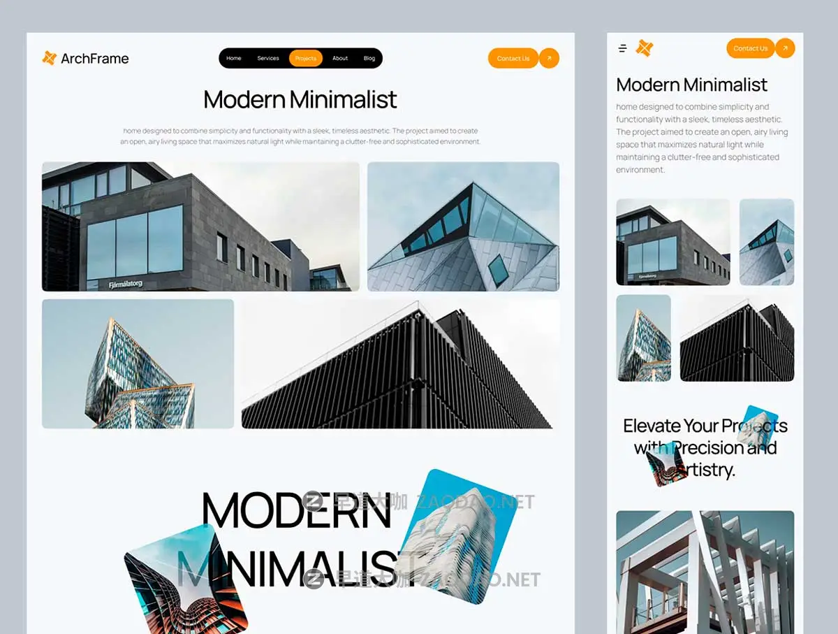 60+屏双配色响应式工程建筑设计公司作品集展示网站WEB UI界面设计Figma模板套件 ArchFrame – Architecture Website UI KIT插图6 60+屏双配色响应式工程建筑设计公司作品集展示网站WEB UI界面设计Figma模板套件 ArchFrame – Architecture Website UI KIT插图6