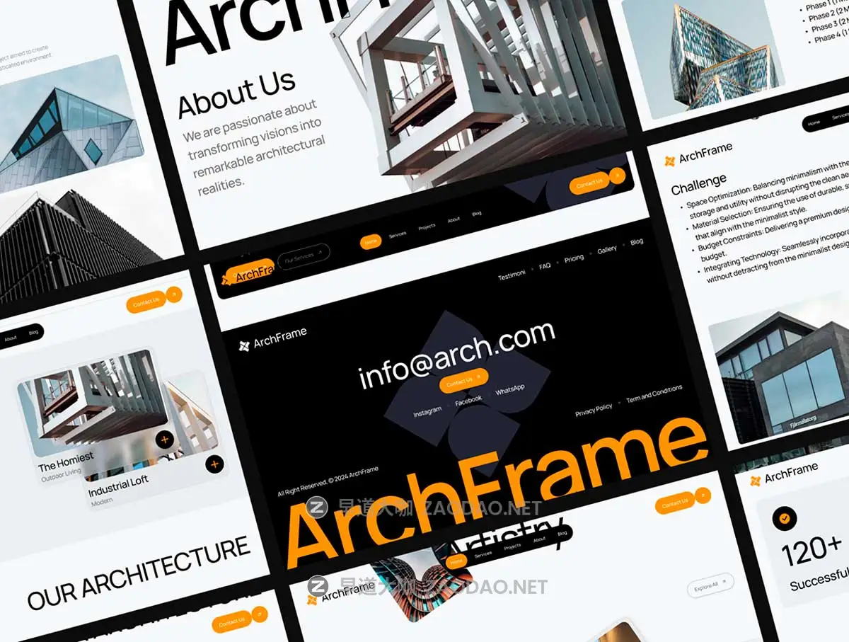 60+屏双配色响应式工程建筑设计公司作品集展示网站WEB UI界面设计Figma模板套件 ArchFrame – Architecture Website UI KIT插图5 60+屏双配色响应式工程建筑设计公司作品集展示网站WEB UI界面设计Figma模板套件 ArchFrame – Architecture Website UI KIT插图5