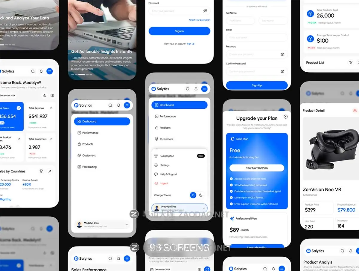 90+屏响应式双配色电商销售数据统计看板仪表盘界面WEB UI设计Figma模板套件 Salytics – Sales Analytics Dashboard UI KIT插图4 90+屏响应式双配色电商销售数据统计看板仪表盘界面WEB UI设计Figma模板套件 Salytics – Sales Analytics Dashboard UI KIT插图4