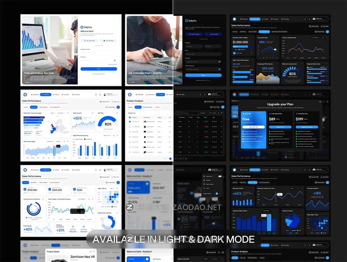 90+屏响应式双配色电商销售数据统计看板仪表盘界面WEB UI设计Figma模板套件 Salytics – Sales Analytics Dashboard UI KIT插图2 90+屏响应式双配色电商销售数据统计看板仪表盘界面WEB UI设计Figma模板套件 Salytics – Sales Analytics Dashboard UI KIT插图2
