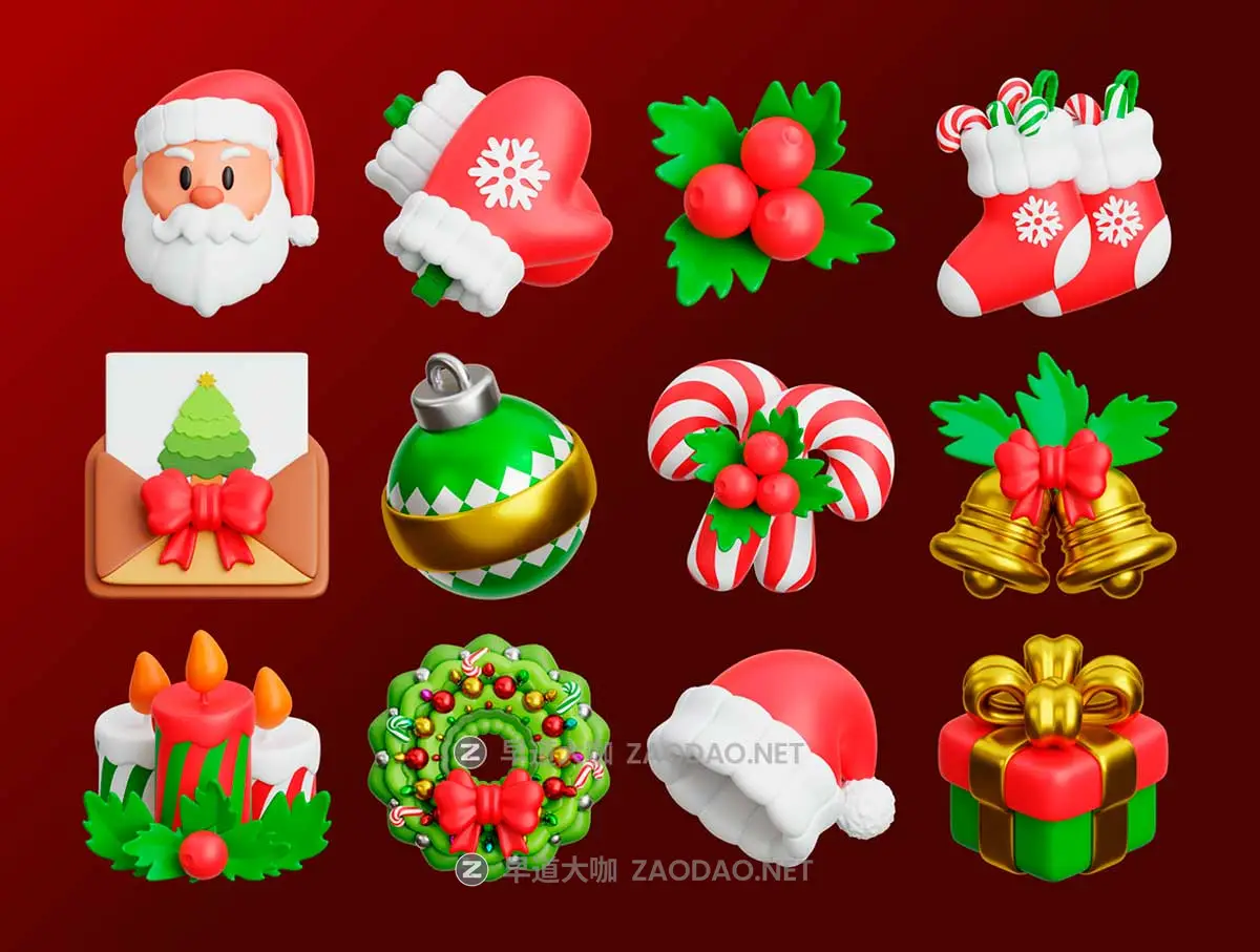 70款高级平安夜圣诞节节日庆祝装饰3D插图图标Icons设计Blender/PNG/OBJ格式素材 Happy Christmas Eve 3D Illustration Pack插图4 70款高级平安夜圣诞节节日庆祝装饰3D插图图标Icons设计Blender/PNG/OBJ格式素材 Happy Christmas Eve 3D Illustration Pack插图4