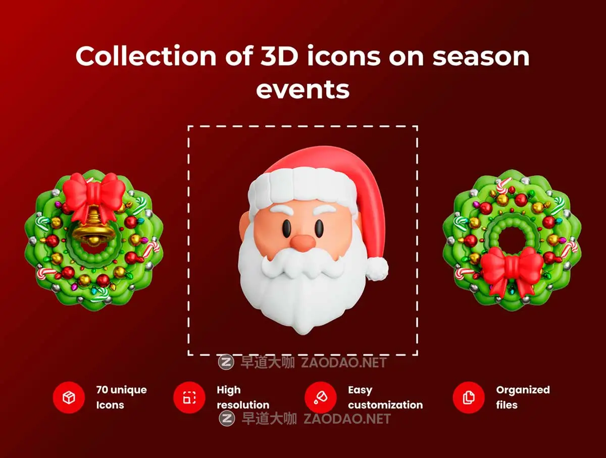 70款高级平安夜圣诞节节日庆祝装饰3D插图图标Icons设计Blender/PNG/OBJ格式素材 Happy Christmas Eve 3D Illustration Pack插图1 70款高级平安夜圣诞节节日庆祝装饰3D插图图标Icons设计Blender/PNG/OBJ格式素材 Happy Christmas Eve 3D Illustration Pack插图1