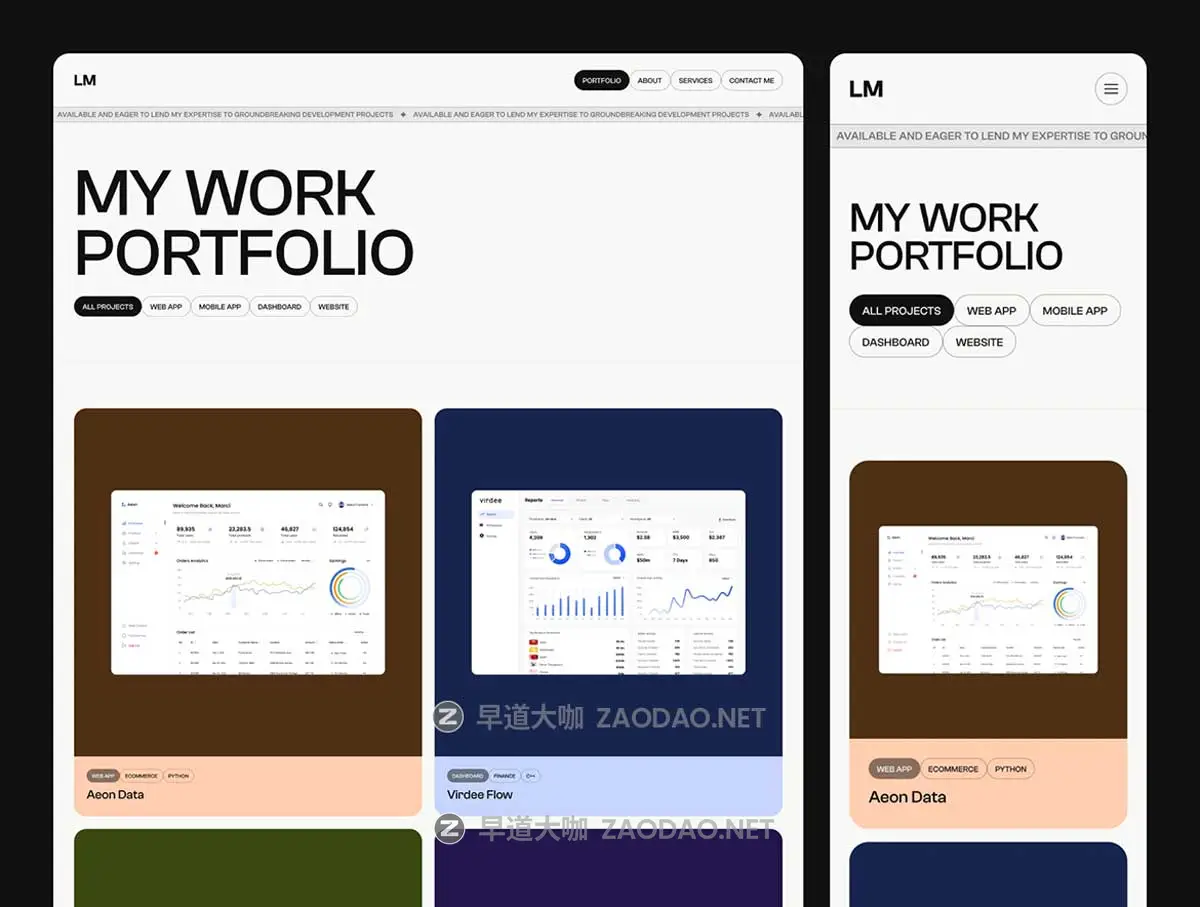 响应式创意极简作品集网站界面WEB UI设计Figma模板素材 Leo Marshall — Developer Portfolio Website插图3 响应式创意极简作品集网站界面WEB UI设计Figma模板素材 Leo Marshall — Developer Portfolio Website插图3