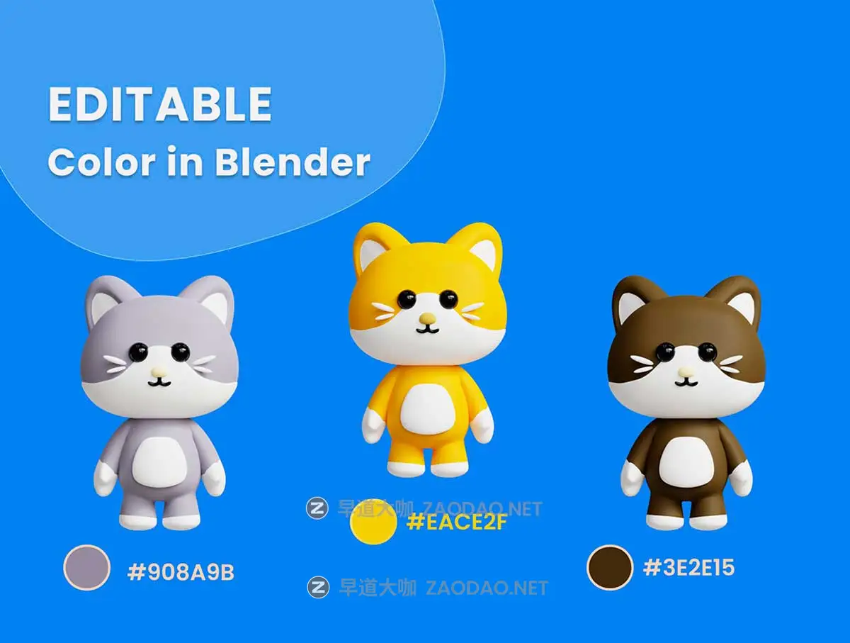 20款可爱卡通动物3D插画插图图标Icons设计Blender/FBX/PNG格式素材 3D Cute Animals Illustrations Pack插图2 20款可爱卡通动物3D插画插图图标Icons设计Blender/FBX/PNG格式素材 3D Cute Animals Illustrations Pack插图2