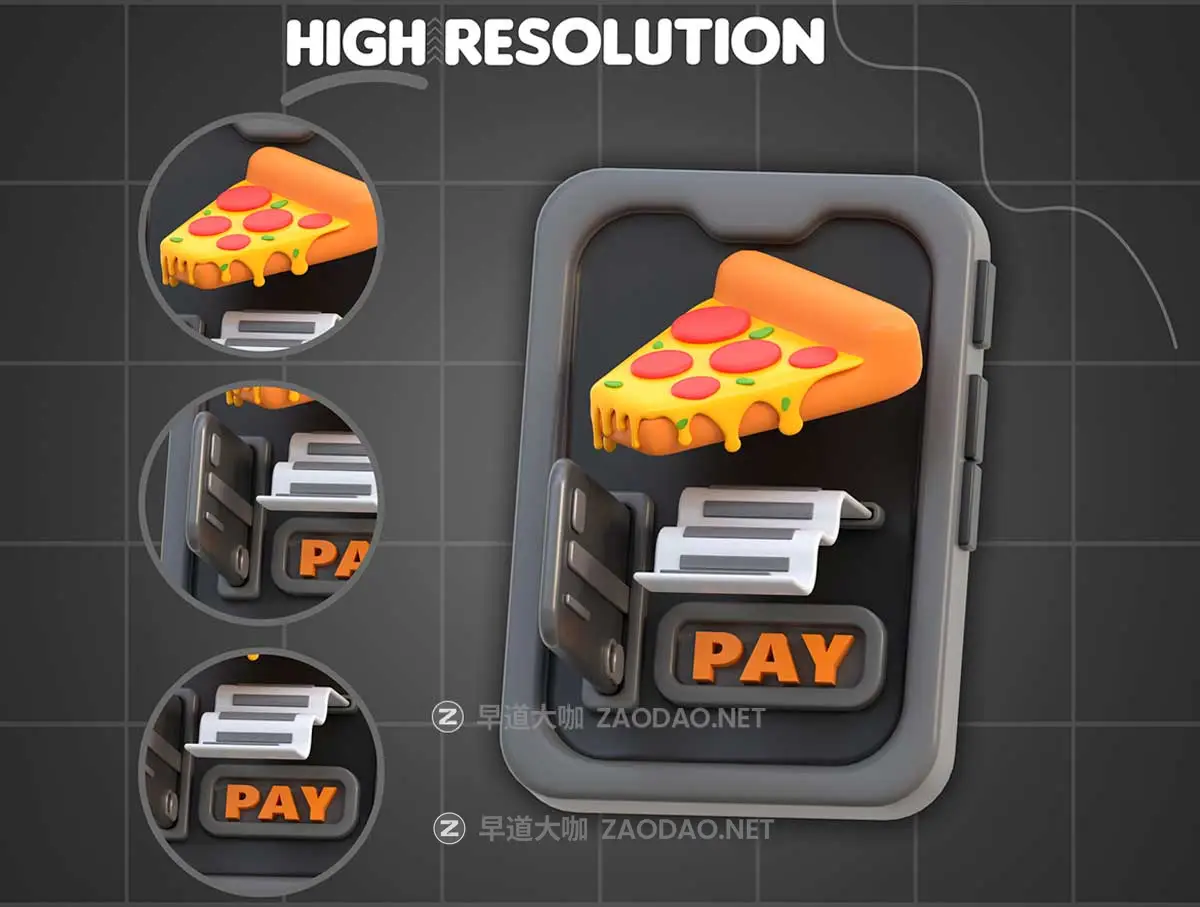 20款工业风3D质感订餐外卖送餐图标Icons设计FBX/OBJ/PNG格式素材 3D Icon Food Delivery插图2 20款工业风3D质感订餐外卖送餐图标Icons设计FBX/OBJ/PNG格式素材 3D Icon Food Delivery插图2