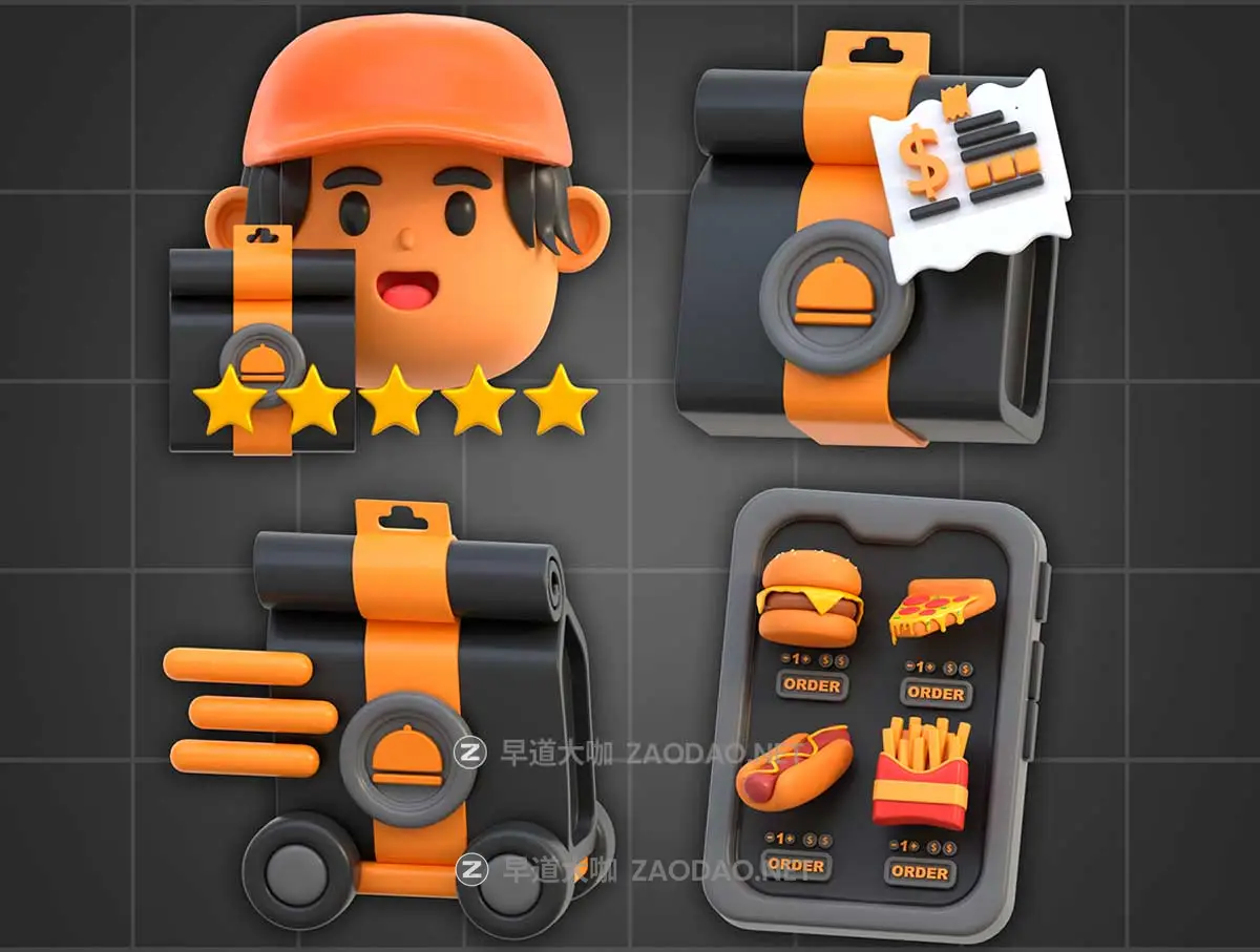 20款工业风3D质感订餐外卖送餐图标Icons设计FBX/OBJ/PNG格式素材 3D Icon Food Delivery插图3 20款工业风3D质感订餐外卖送餐图标Icons设计FBX/OBJ/PNG格式素材 3D Icon Food Delivery插图3