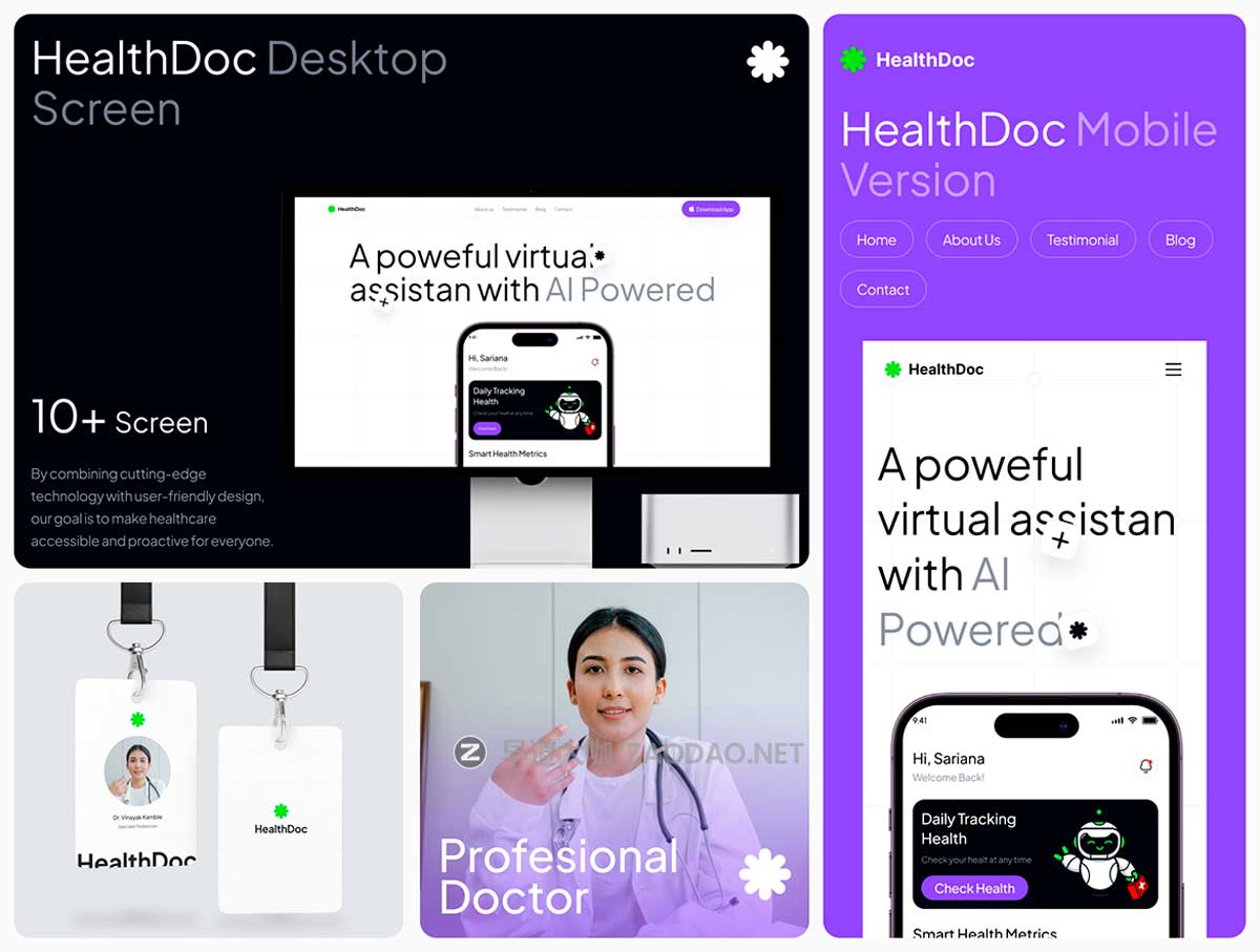 响应式Ai智能医疗健康医院网站登录界面WEB UI设计Figma模板素材 HealtDoc – Website插图2