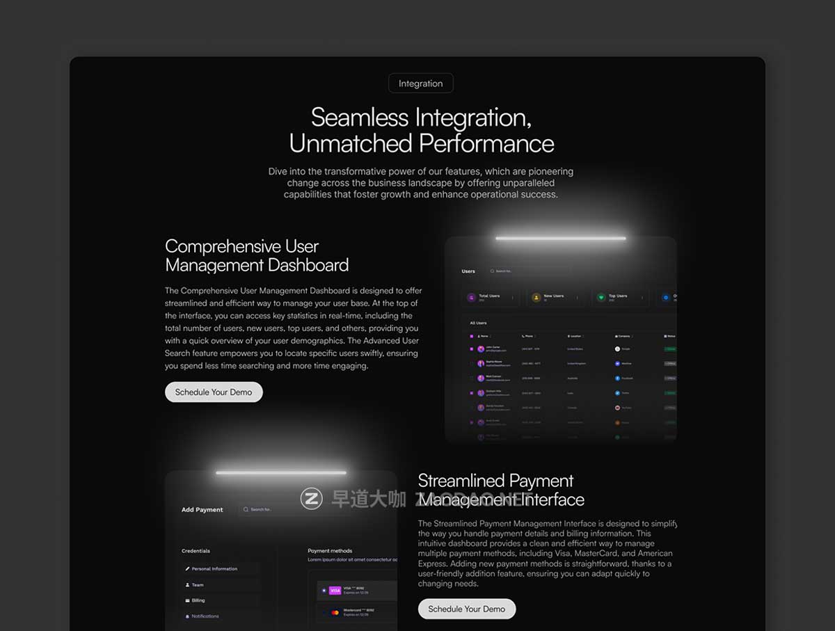 暗黑系响应式SaaS网络科技服务平台网站登录页WEB UI界面设计Figma/Framer模板素材 Echo – SaaS Landing Page Framer Template插图2