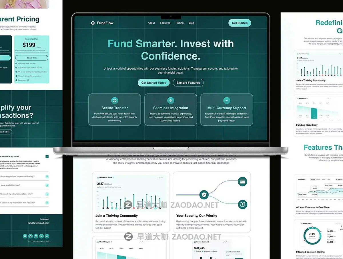 响应式金融网络科技技术信息服务网站WEB UI界面设计Figma模板 FundFlow – Finance Funding Landing Page插图5 响应式金融网络科技技术信息服务网站WEB UI界面设计Figma模板 FundFlow – Finance Funding Landing Page插图5