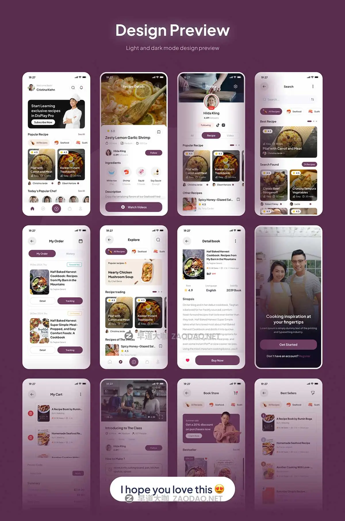 50+屏食品美食食谱烹饪教学学习课程APP UI界面设计Figma模板套件 DishPlay – Food Recipe Mobile App UI Kit插图6 50+屏食品美食食谱烹饪教学学习课程APP UI界面设计Figma模板套件 DishPlay – Food Recipe Mobile App UI Kit插图6