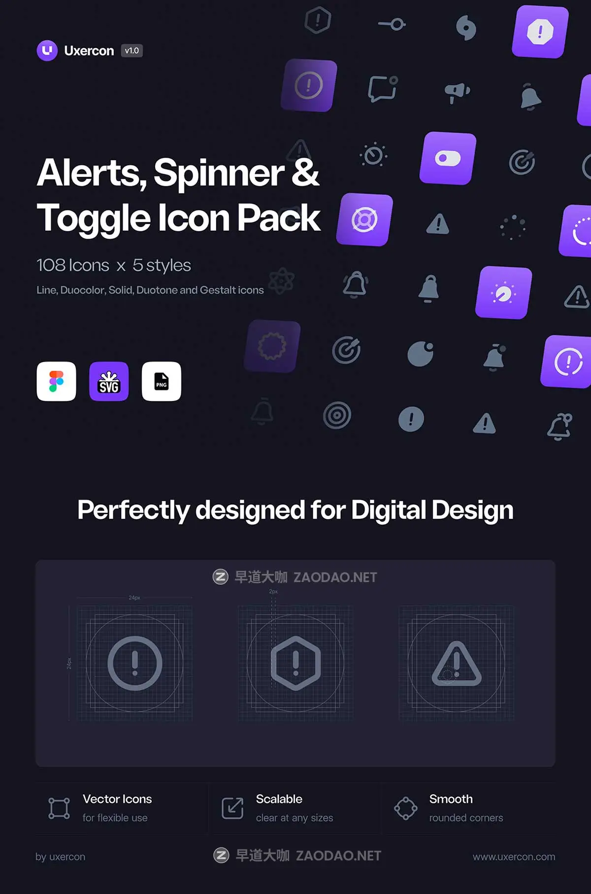 108款圆润警示警报旋转切换矢量图标Icons设计Figma/PNG格式素材 Alert, Spinner & Toggle – Uxercon Icon Pack插图8 108款圆润警示警报旋转切换矢量图标Icons设计Figma/PNG格式素材 Alert, Spinner & Toggle – Uxercon Icon Pack插图8
