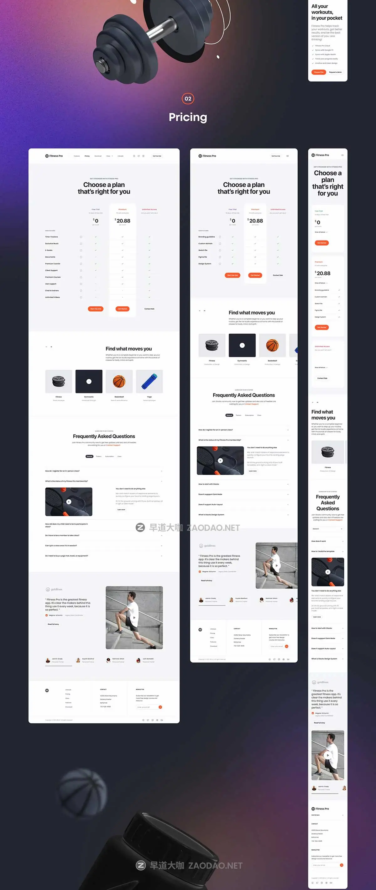 高级双配色响应式健身锻炼运动网站WEB UI界面设计Figma/Sketch/XD格式模板素材 Fitness Pro: Website UI Kit插图8 高级双配色响应式健身锻炼运动网站WEB UI界面设计Figma/Sketch/XD格式模板素材 Fitness Pro: Website UI Kit插图8