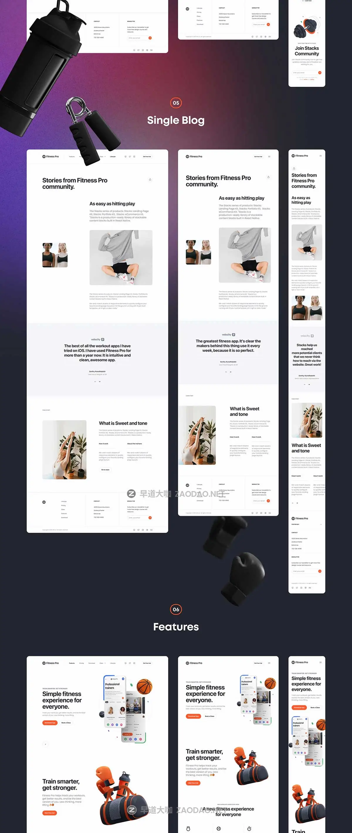 高级双配色响应式健身锻炼运动网站WEB UI界面设计Figma/Sketch/XD格式模板素材 Fitness Pro: Website UI Kit插图10 高级双配色响应式健身锻炼运动网站WEB UI界面设计Figma/Sketch/XD格式模板素材 Fitness Pro: Website UI Kit插图10