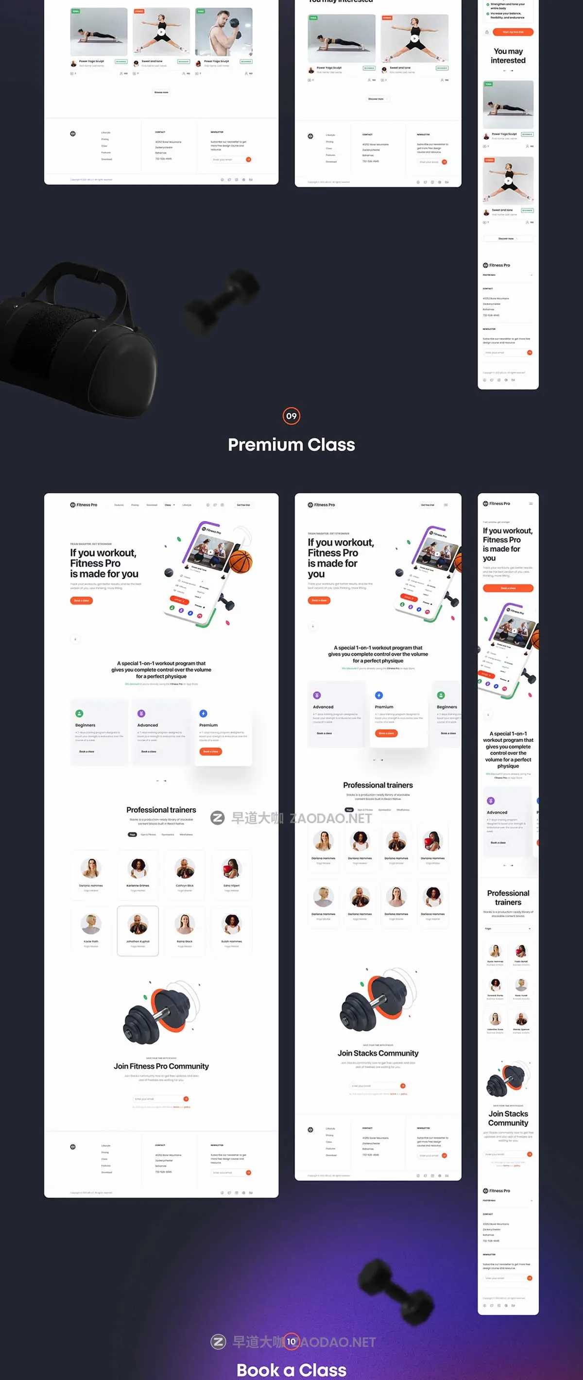 高级双配色响应式健身锻炼运动网站WEB UI界面设计Figma/Sketch/XD格式模板素材 Fitness Pro: Website UI Kit插图13 高级双配色响应式健身锻炼运动网站WEB UI界面设计Figma/Sketch/XD格式模板素材 Fitness Pro: Website UI Kit插图13