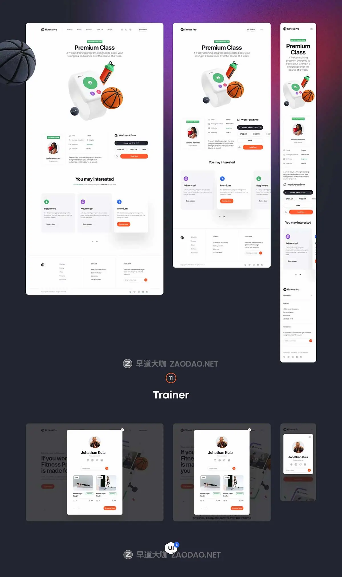 高级双配色响应式健身锻炼运动网站WEB UI界面设计Figma/Sketch/XD格式模板素材 Fitness Pro: Website UI Kit插图14 高级双配色响应式健身锻炼运动网站WEB UI界面设计Figma/Sketch/XD格式模板素材 Fitness Pro: Website UI Kit插图14