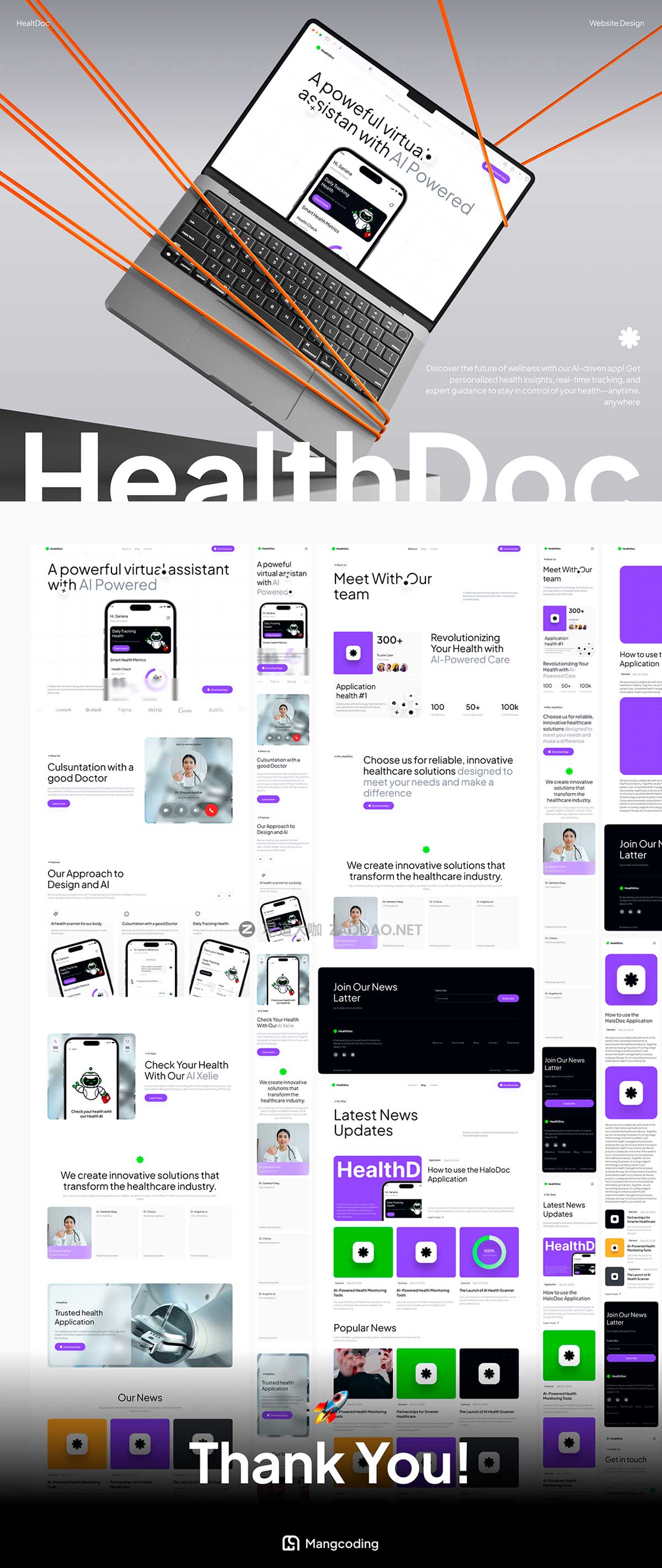 响应式Ai智能医疗健康医院网站登录界面WEB UI设计Figma模板素材 HealtDoc – Website插图5
