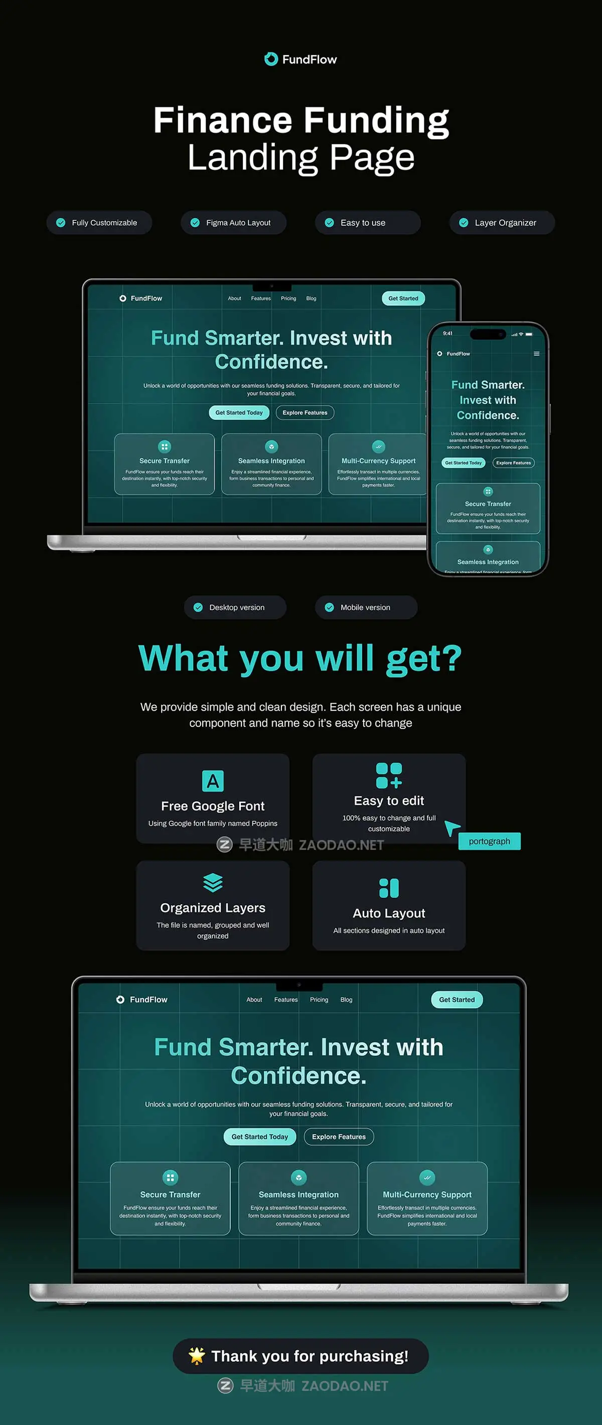 响应式金融网络科技技术信息服务网站WEB UI界面设计Figma模板 FundFlow – Finance Funding Landing Page插图8 响应式金融网络科技技术信息服务网站WEB UI界面设计Figma模板 FundFlow – Finance Funding Landing Page插图8
