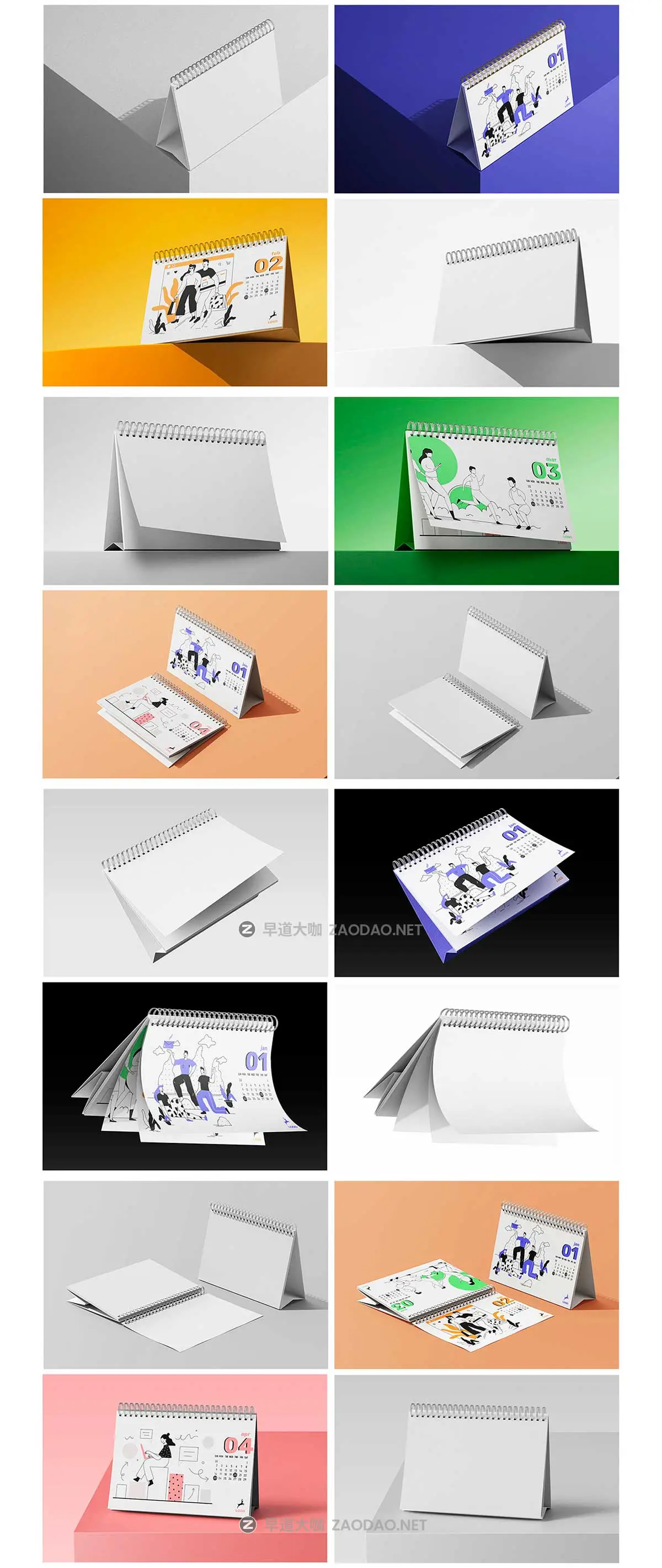 8款逼真A5横版台历日历个人作品集设计展示PS贴图样机MOCKUP模板素材 A5 Landscape Desk Calendar PSD Mockup Set插图6 8款逼真A5横版台历日历个人作品集设计展示PS贴图样机MOCKUP模板素材 A5 Landscape Desk Calendar PSD Mockup Set插图6