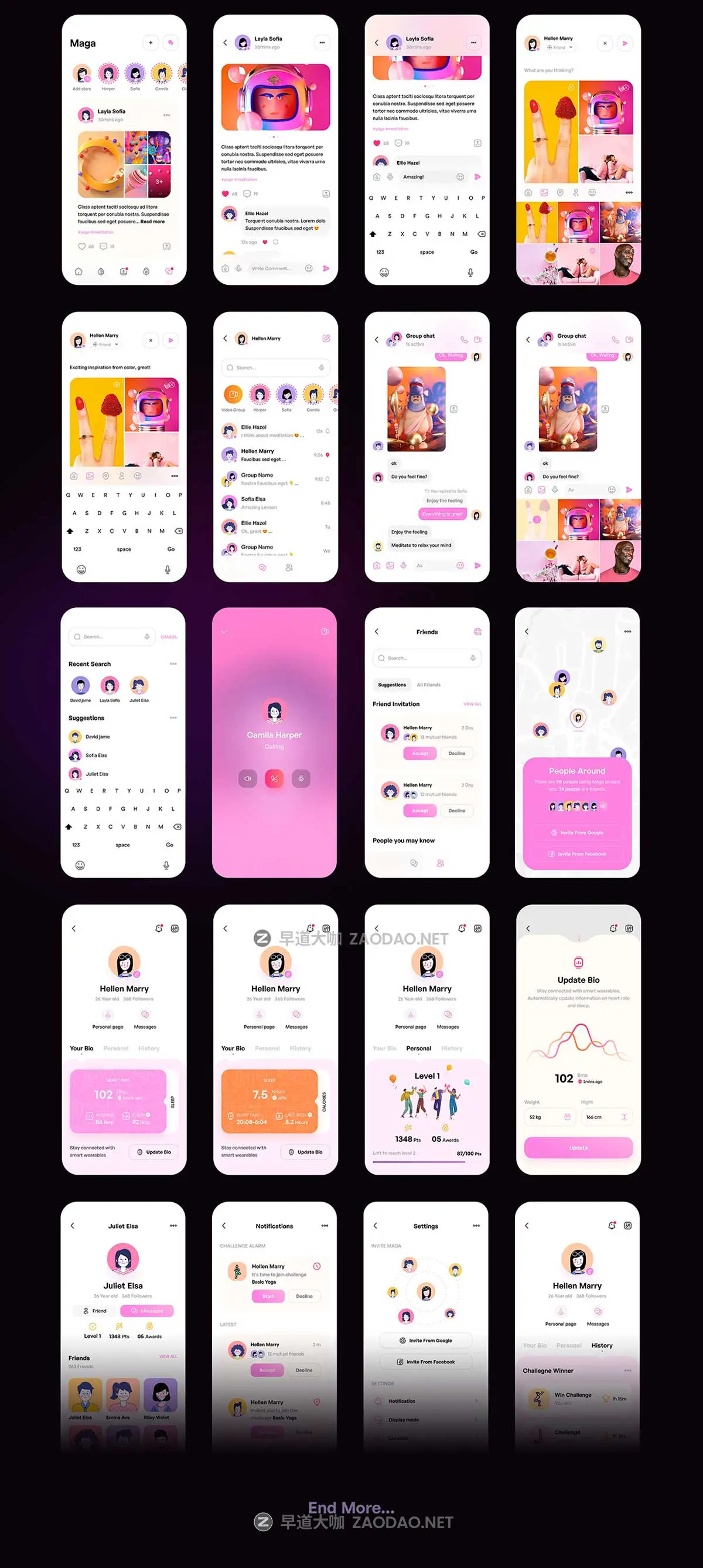 156屏双配色瑜伽冥想锻炼在线课程健康跟踪APP UI界面设计Figma模板套件 Maga – Yoga & Meditation UI Kit插图11 156屏双配色瑜伽冥想锻炼在线课程健康跟踪APP UI界面设计Figma模板套件 Maga – Yoga & Meditation UI Kit插图11