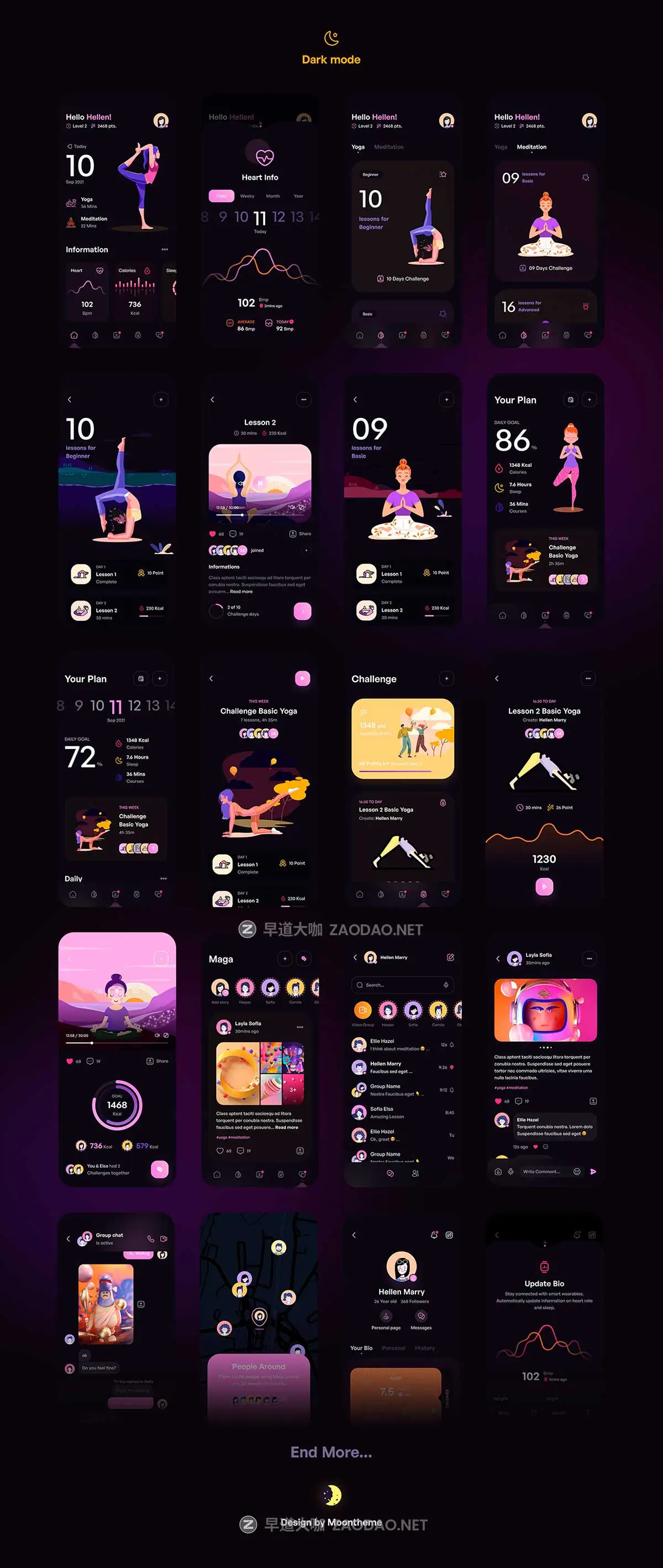 156屏双配色瑜伽冥想锻炼在线课程健康跟踪APP UI界面设计Figma模板套件 Maga – Yoga & Meditation UI Kit插图12 156屏双配色瑜伽冥想锻炼在线课程健康跟踪APP UI界面设计Figma模板套件 Maga – Yoga & Meditation UI Kit插图12