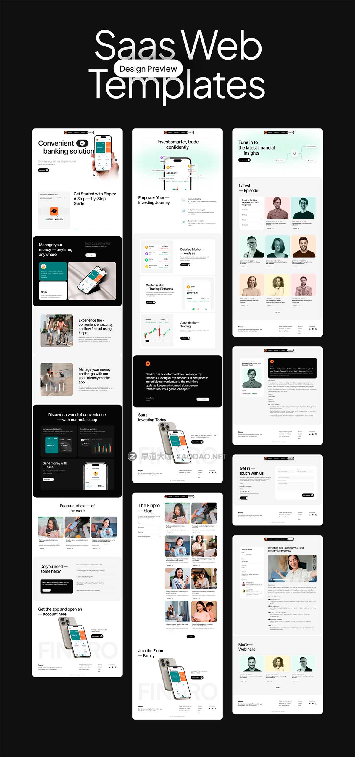 40+屏响应式SaaS数字银行服务网站WEB UI界面设计Figma模板+源码素材 Finpro – Creative Asset Bundle插图10