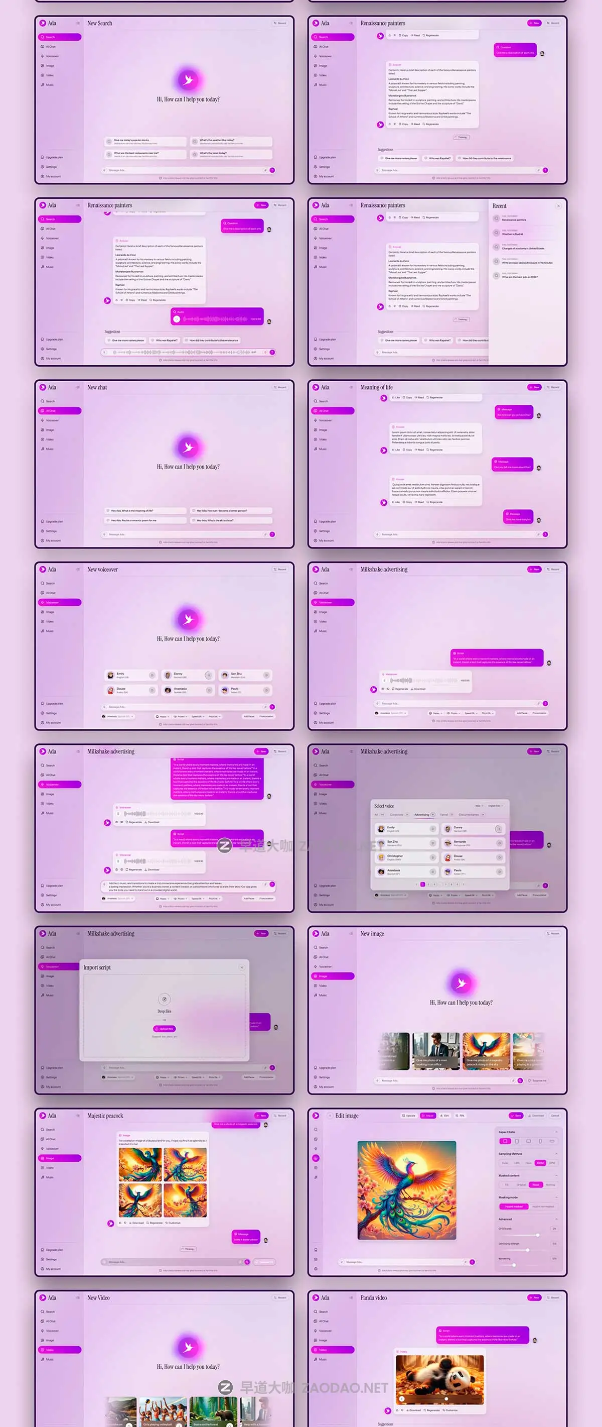 84屏响应式AI智能搜索图像图片视频生成器网站WEB UI界面设计Figma模板套件 Ada UI Kit插图10 84屏响应式AI智能搜索图像图片视频生成器网站WEB UI界面设计Figma模板套件 Ada UI Kit插图10