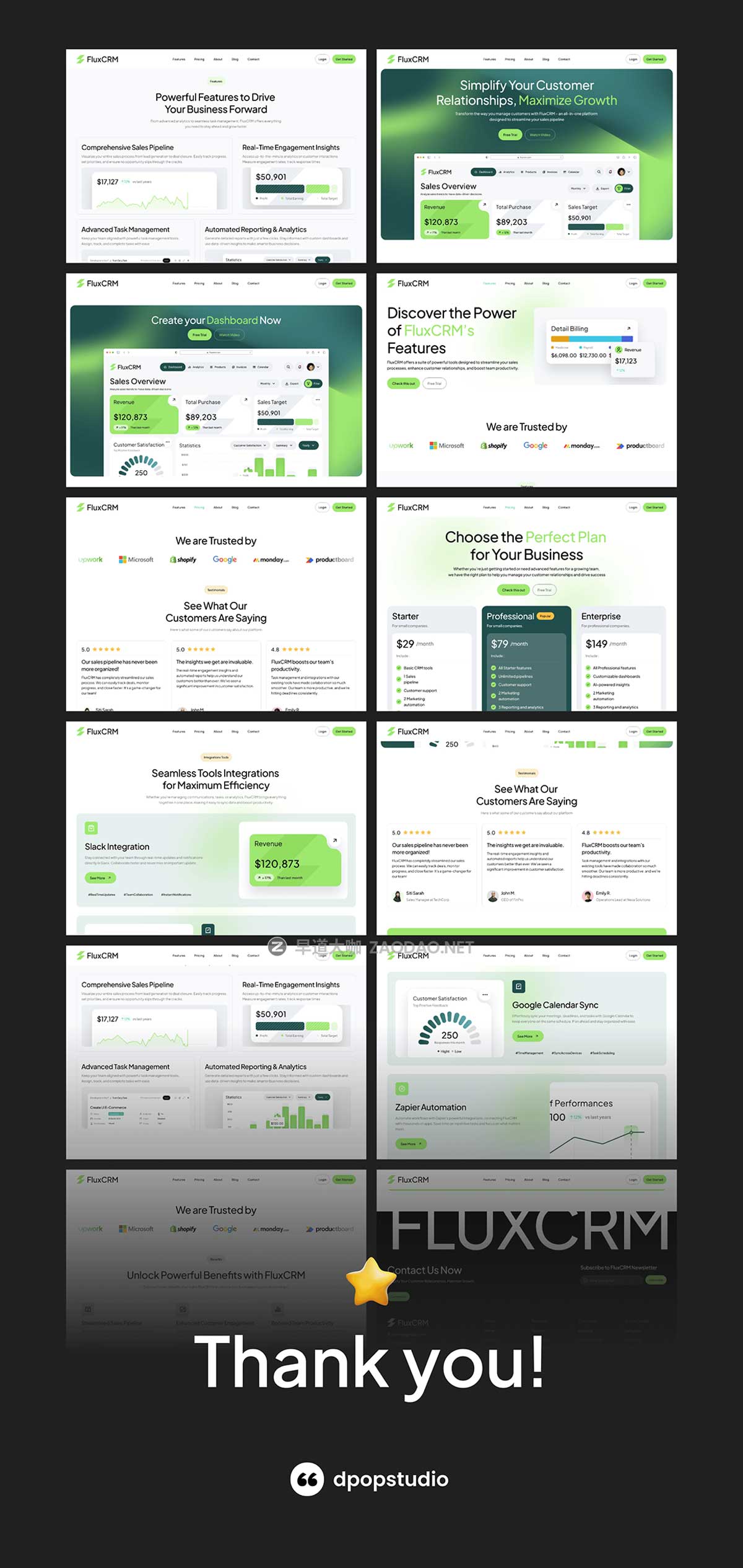 60+屏响应式双配色SaaS CRM管理系统网站WEB UI界面设计Figma模板套件 FluxCRM – SaaS CRM Website UI KIT插图8 60+屏响应式双配色SaaS CRM管理系统网站WEB UI界面设计Figma模板套件 FluxCRM – SaaS CRM Website UI KIT插图8