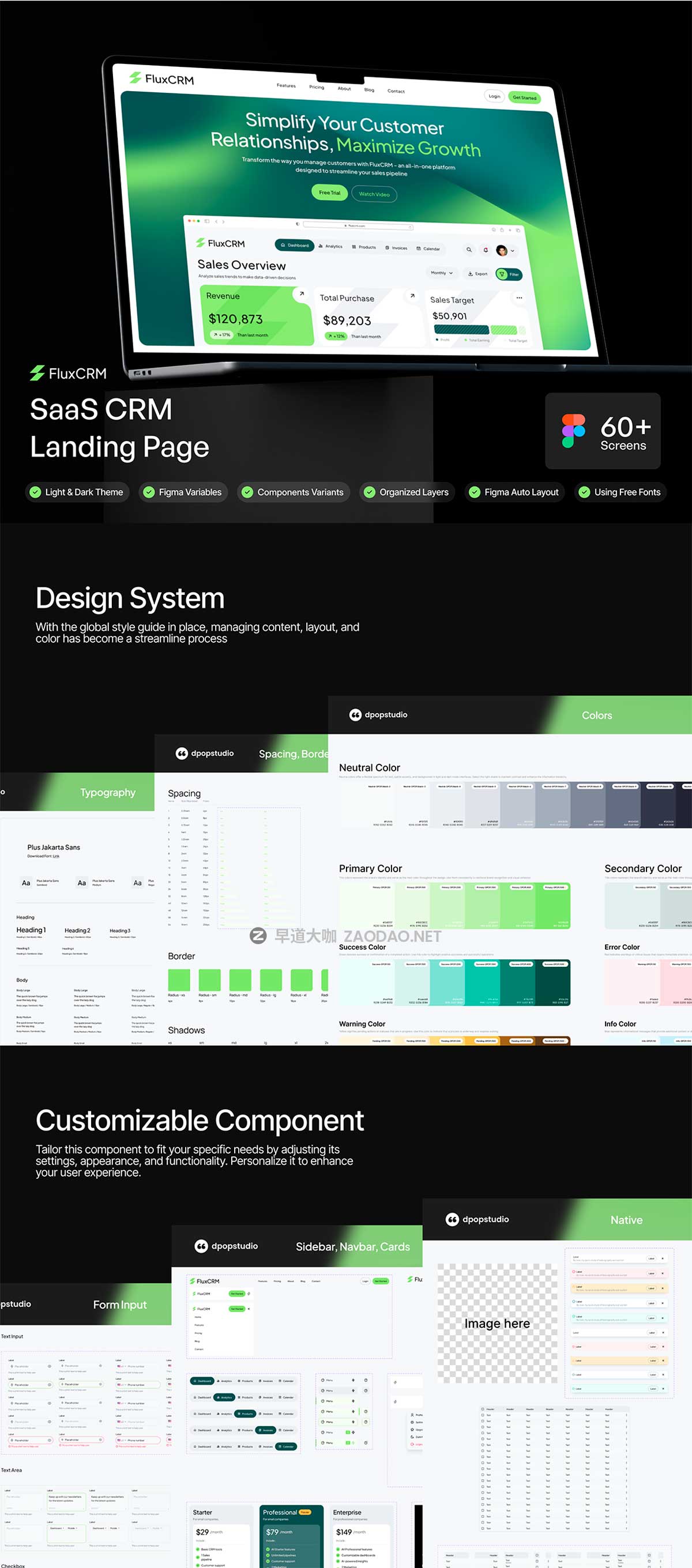 60+屏响应式双配色SaaS CRM管理系统网站WEB UI界面设计Figma模板套件 FluxCRM – SaaS CRM Website UI KIT插图7 60+屏响应式双配色SaaS CRM管理系统网站WEB UI界面设计Figma模板套件 FluxCRM – SaaS CRM Website UI KIT插图7