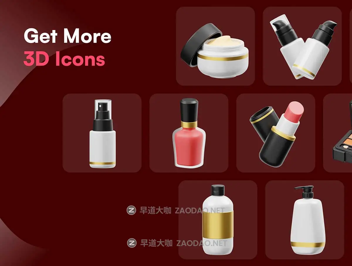 15款高级化妆护肤品产品口红面霜指甲油3D插图图标设计Blender/OBJ/PNG格式素材 Cosmetic Products 3D Icon插图4 15款高级化妆护肤品产品口红面霜指甲油3D插图图标设计Blender/OBJ/PNG格式素材 Cosmetic Products 3D Icon插图4