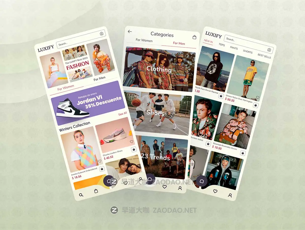 28+屏高级服装鞋子在线购买电子商城APP UI界面设计Figma模板套件素材 LUXIFY- Ecommerce Fashion App插图4 28+屏高级服装鞋子在线购买电子商城APP UI界面设计Figma模板套件素材 LUXIFY- Ecommerce Fashion App插图4