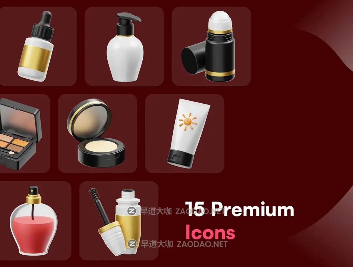 15款高级化妆护肤品产品口红面霜指甲油3D插图图标设计Blender/OBJ/PNG格式素材 Cosmetic Products 3D Icon插图5 15款高级化妆护肤品产品口红面霜指甲油3D插图图标设计Blender/OBJ/PNG格式素材 Cosmetic Products 3D Icon插图5