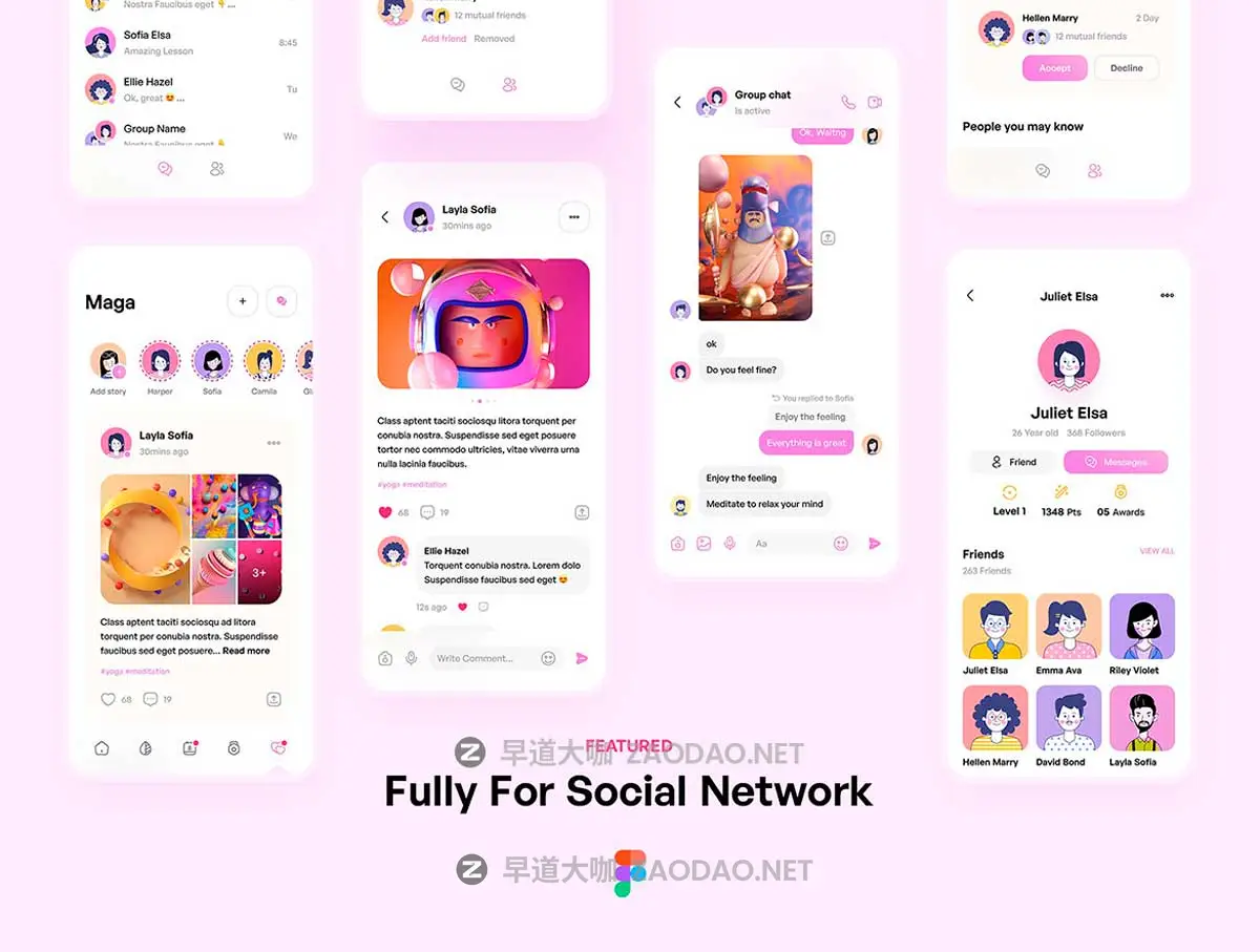 156屏双配色瑜伽冥想锻炼在线课程健康跟踪APP UI界面设计Figma模板套件 Maga – Yoga & Meditation UI Kit插图8 156屏双配色瑜伽冥想锻炼在线课程健康跟踪APP UI界面设计Figma模板套件 Maga – Yoga & Meditation UI Kit插图8