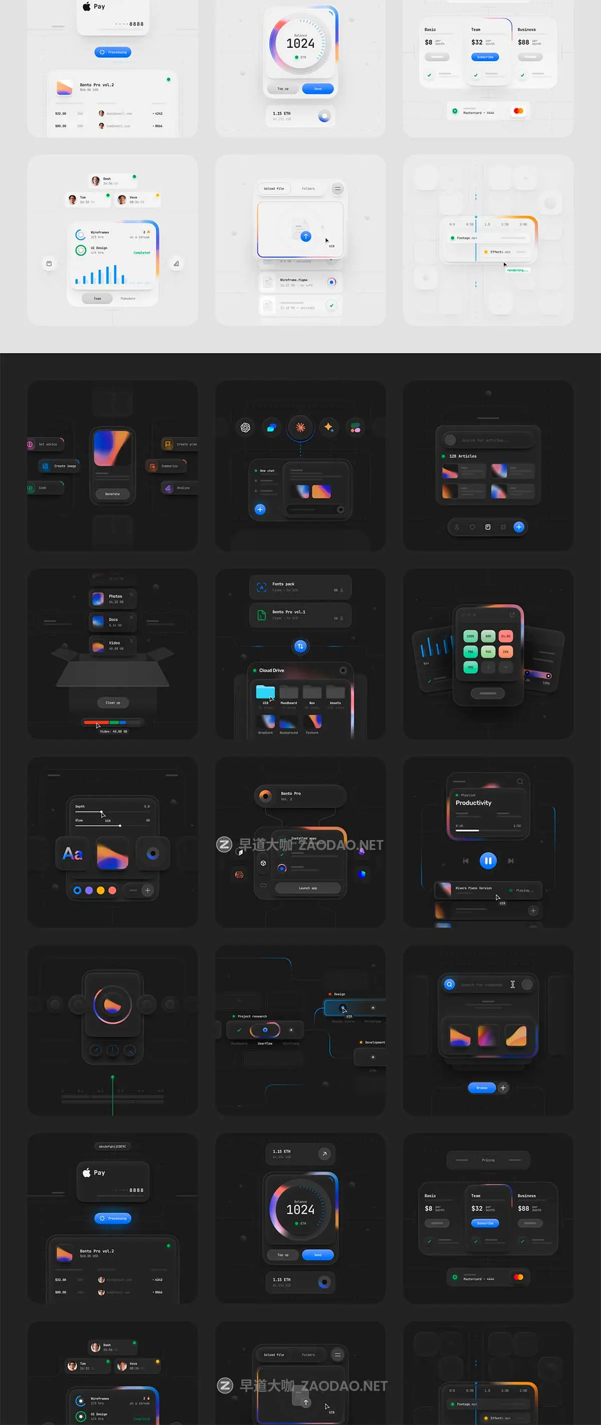 高级双配色金融科技社交交友聊天APP UI卡片小工具设计Figma格式素材 Bento Pro: Multipurpose 2.0插图9 高级双配色金融科技社交交友聊天APP UI卡片小工具设计Figma格式素材 Bento Pro: Multipurpose 2.0插图9