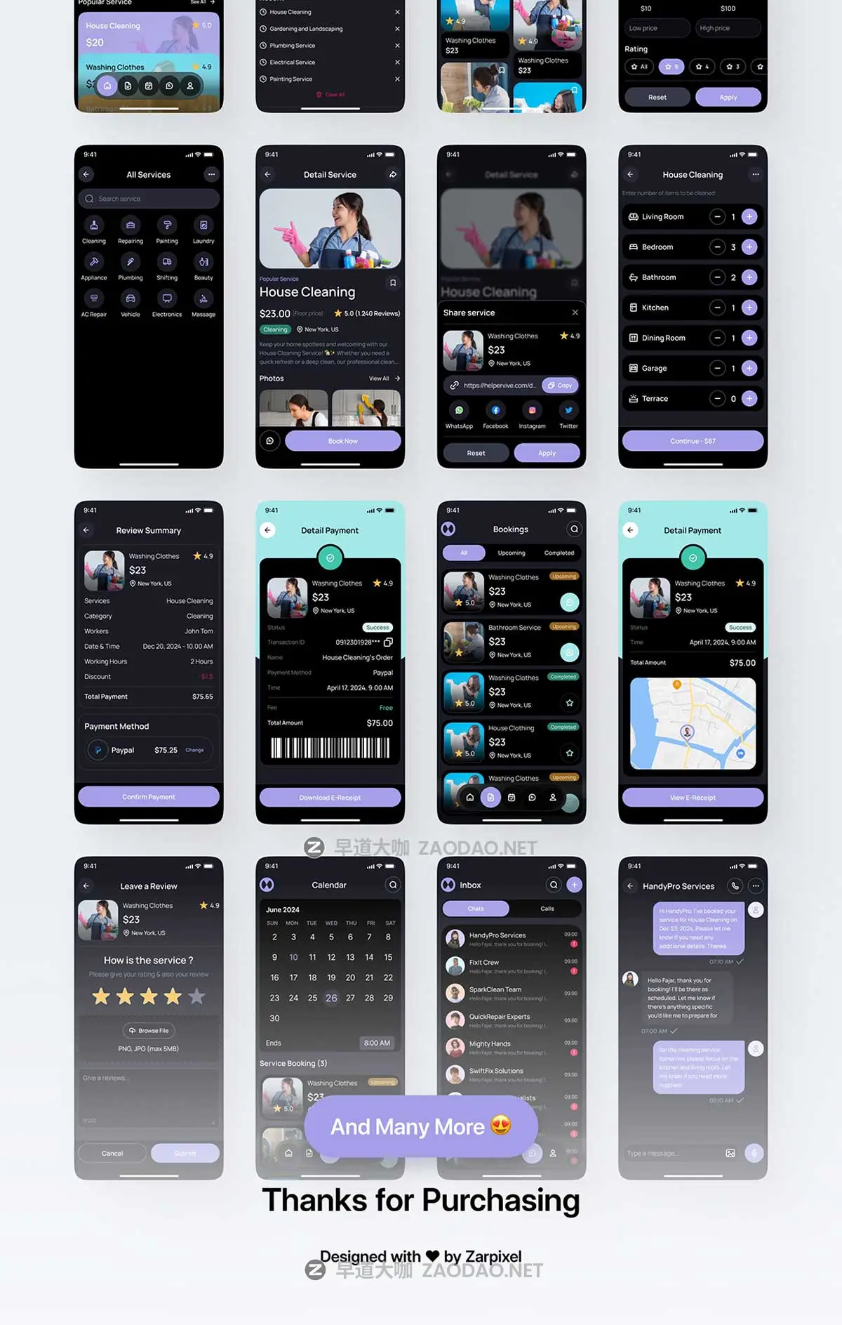 120+屏现代家庭电器维修保洁家政服务订单预约APP UI界面设计Figma模板套件 Helperhive – Home Service Mobile App UI Kit插图8 120+屏现代家庭电器维修保洁家政服务订单预约APP UI界面设计Figma模板套件 Helperhive – Home Service Mobile App UI Kit插图8