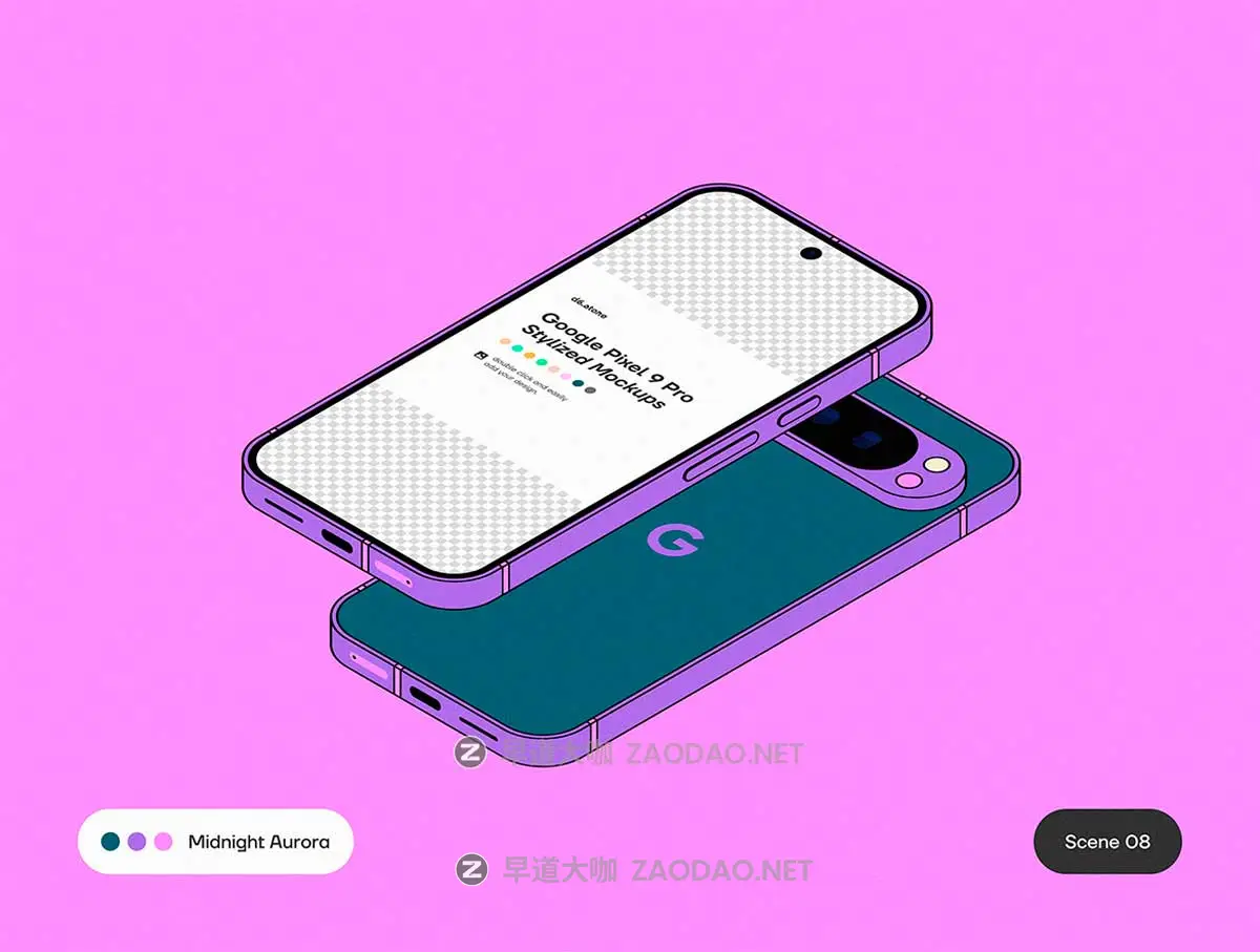 9款卡通风格化谷歌安卓Google Pixel 9 Pro手机UI广告设计展示贴图样机PS/Figma格式素材 Google Pixel 9 Pro Stylized Mockups插图3 9款卡通风格化谷歌安卓Google Pixel 9 Pro手机UI广告设计展示贴图样机PS/Figma格式素材 Google Pixel 9 Pro Stylized Mockups插图3