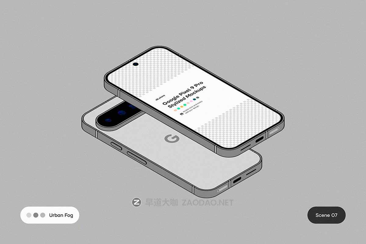 9款卡通风格化谷歌安卓Google Pixel 9 Pro手机UI广告设计展示贴图样机PS/Figma格式素材 Google Pixel 9 Pro Stylized Mockups插图10