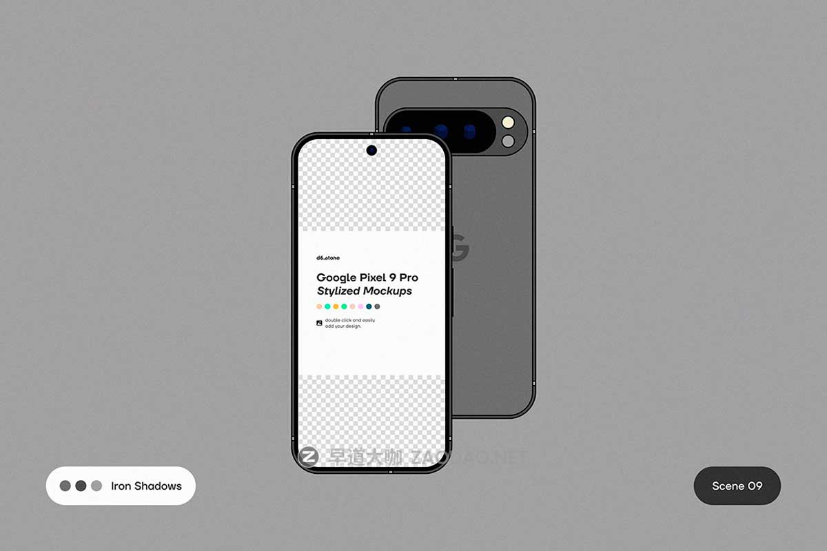 9款卡通风格化谷歌安卓Google Pixel 9 Pro手机UI广告设计展示贴图样机PS/Figma格式素材 Google Pixel 9 Pro Stylized Mockups插图11