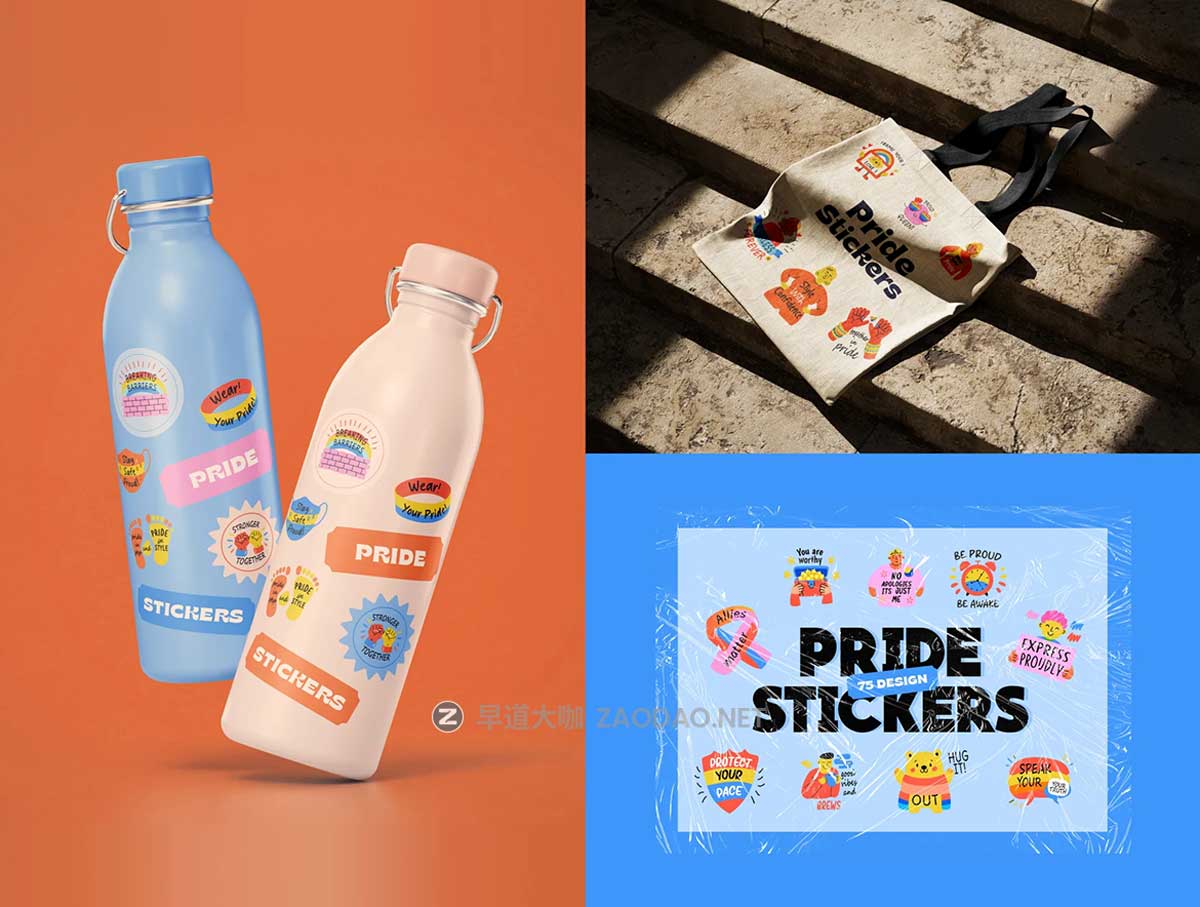 80款可爱卡通趣味奖励激励胜利庆祝手绘矢量插图插画标签贴纸设计Ai/Figma/Png格式素材 Pride Stickers Collection插图2