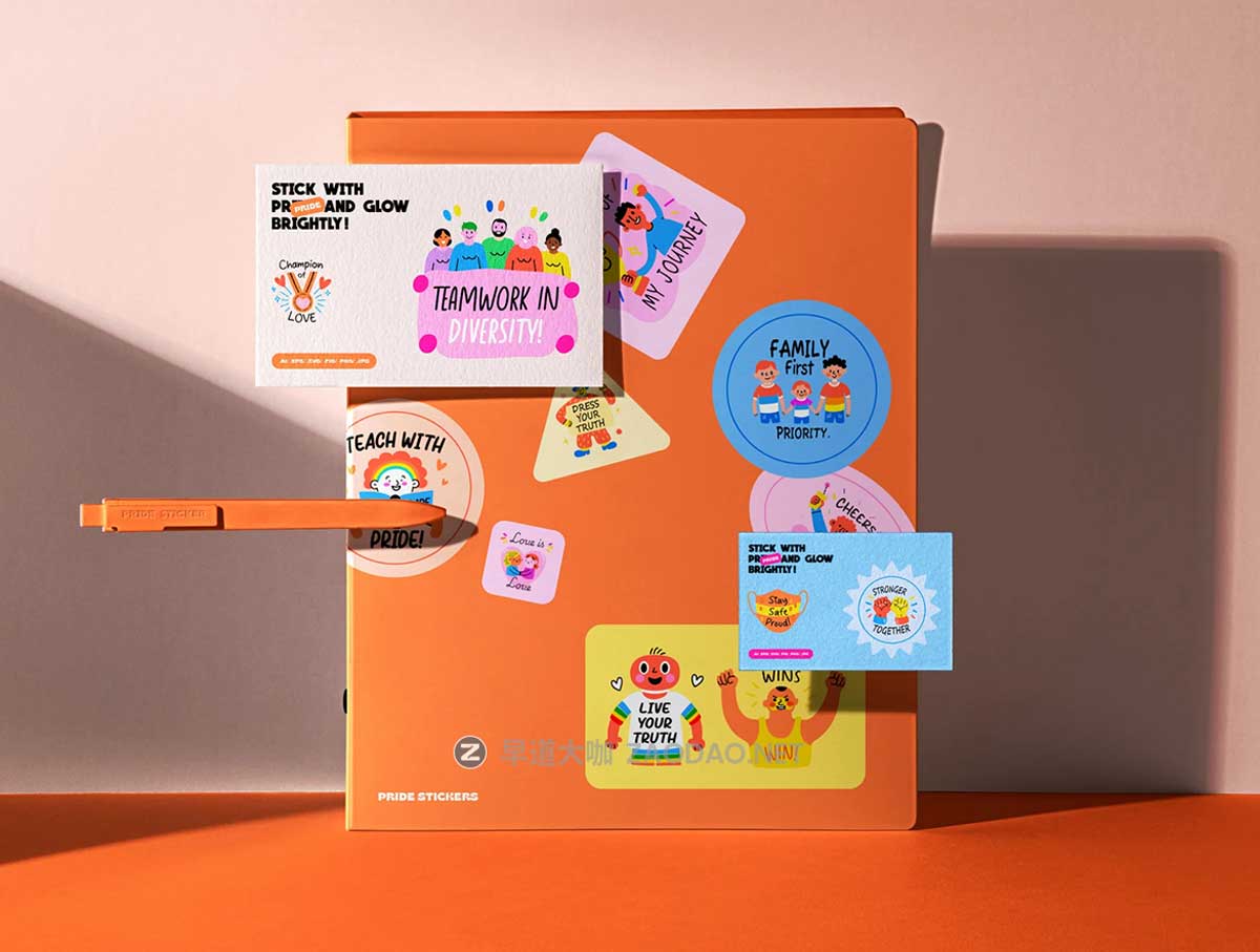 80款可爱卡通趣味奖励激励胜利庆祝手绘矢量插图插画标签贴纸设计Ai/Figma/Png格式素材 Pride Stickers Collection插图3