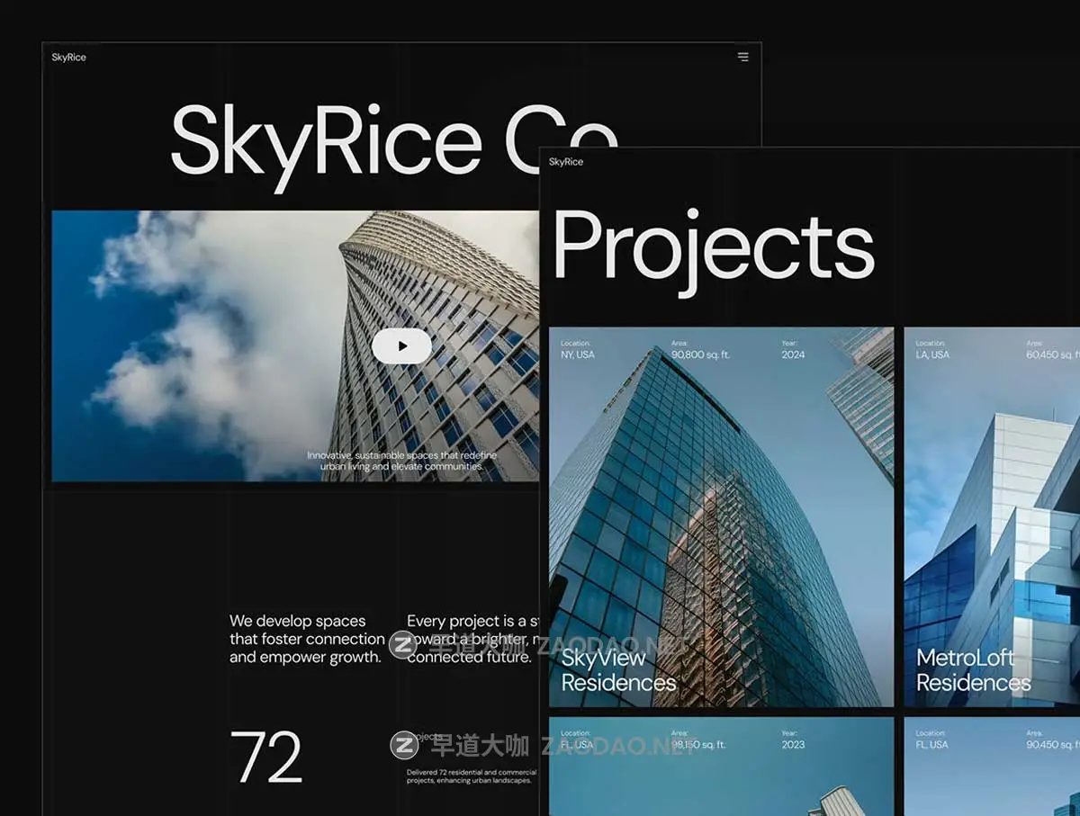 高级房地产开发商公司官网网站登录页面WEB UI设计Figma模板素材 SkyRice – Real Estate Company Website插图2 高级房地产开发商公司官网网站登录页面WEB UI设计Figma模板素材 SkyRice – Real Estate Company Website插图2