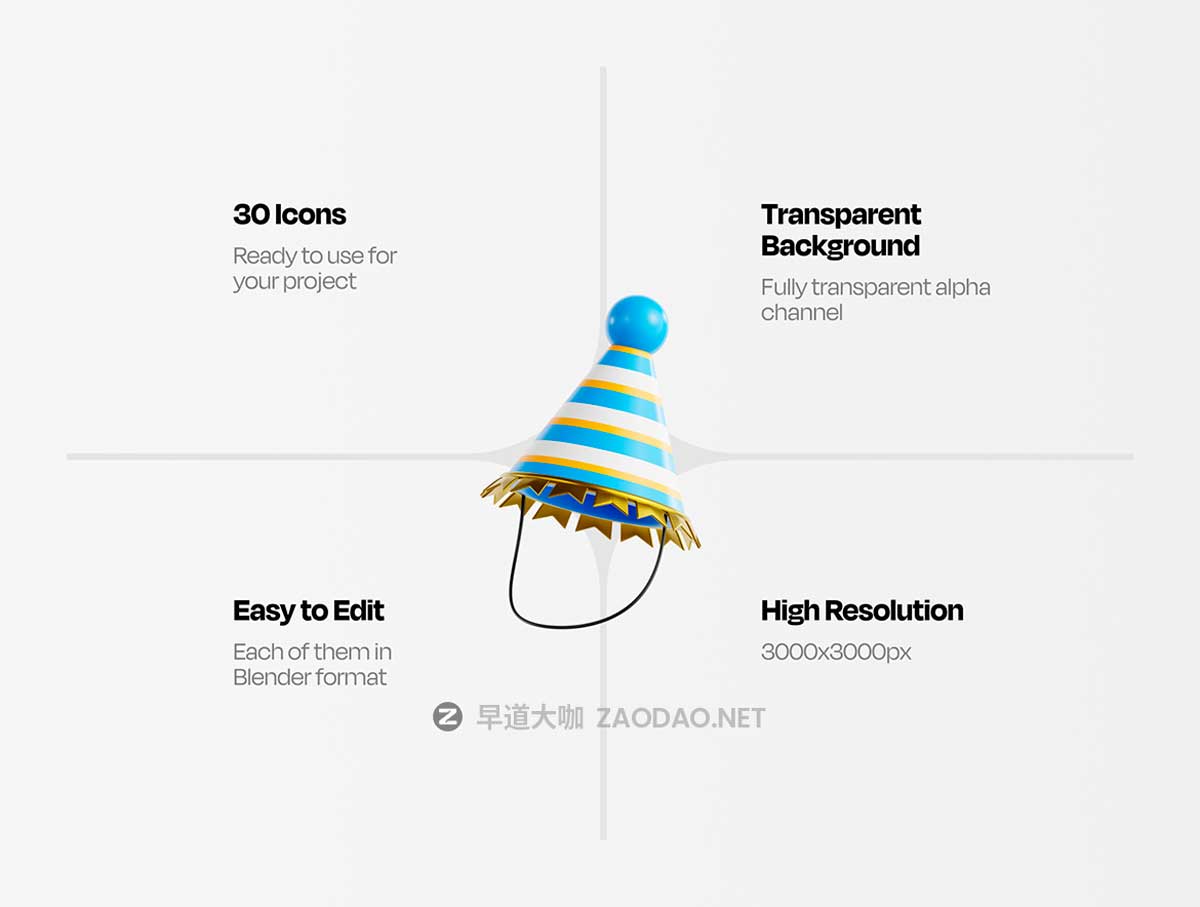30款2025新年节日派对庆祝3D立体插图图标Icons设计Blender/OBJ/PNG格式素材 New Year 2025 3D Illustration插图1