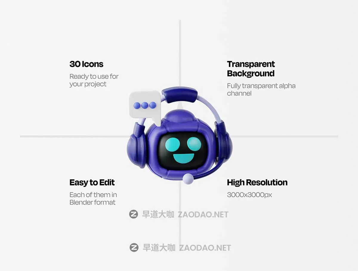 30款3D质感AI人工智能机器人插图图标Icons设计Blender/PNG/OBJ格式素材 Artificial Intelligence Essential 3D Illustration插图1 30款3D质感AI人工智能机器人插图图标Icons设计Blender/PNG/OBJ格式素材 Artificial Intelligence Essential 3D Illustration插图1