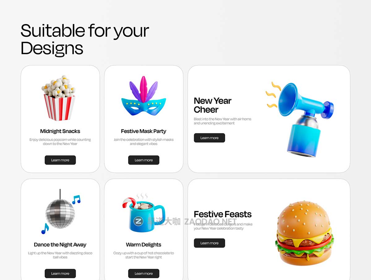 30款2025新年节日派对庆祝3D立体插图图标Icons设计Blender/OBJ/PNG格式素材 New Year 2025 3D Illustration插图2